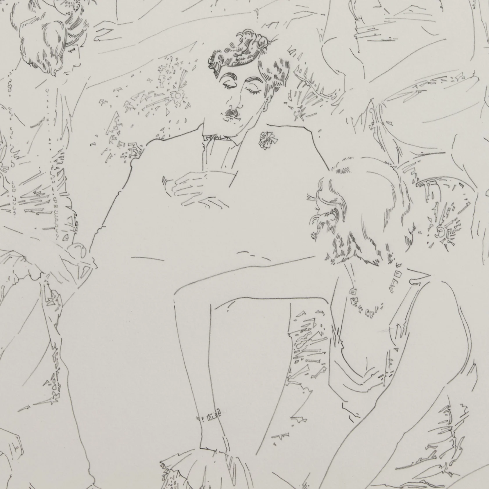 HAROLD TOWN "CHARLIE CHAPLIN WITH DANCERS" DRAWING, 1984 - Image 5