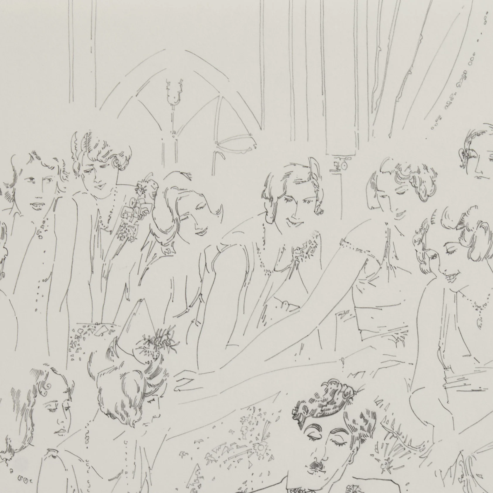HAROLD TOWN "CHARLIE CHAPLIN WITH DANCERS" DRAWING, 1984 - Image 6