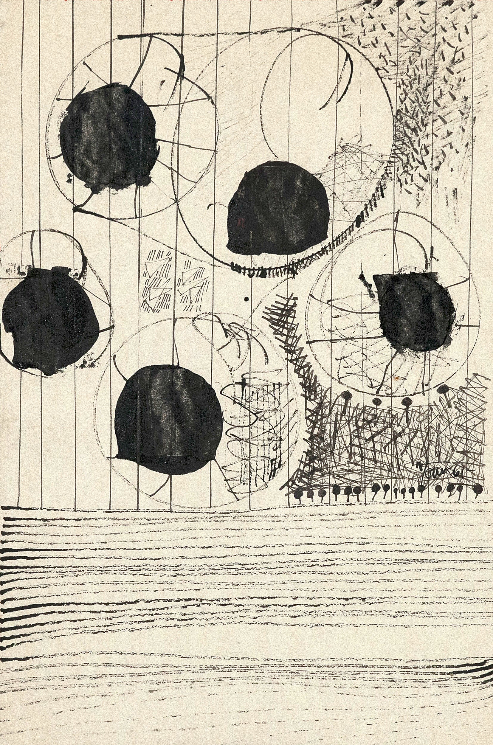 HAROLD TOWN "DINING ROOM DRAWINGS" TRIPTYCH, 1961 - Image 7