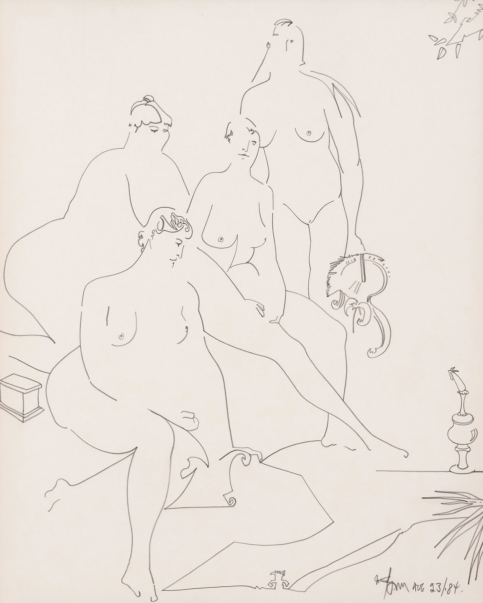 HAROLD TOWN "FOUR NUDES" DRAWING, 1984 - Image 12