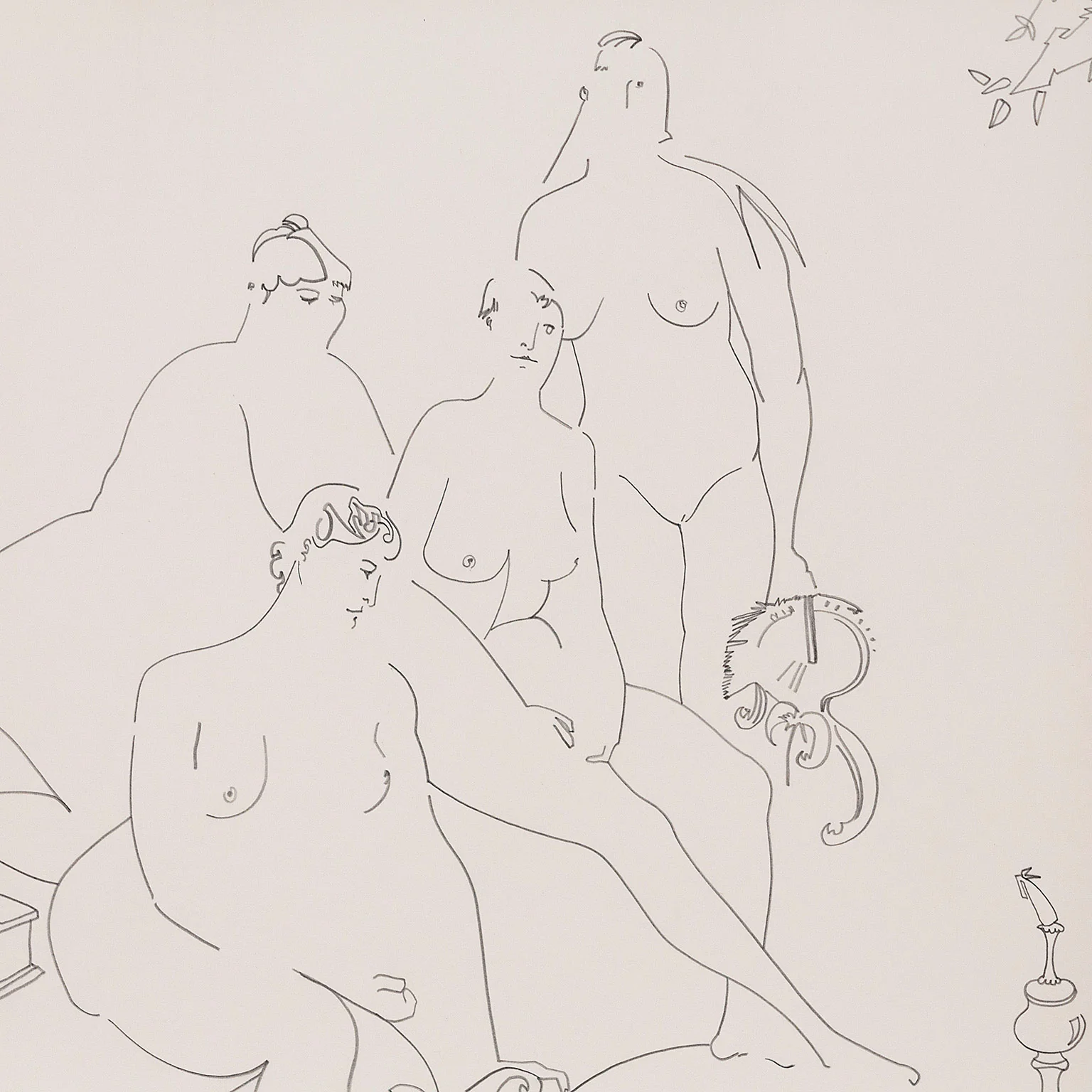 HAROLD TOWN "FOUR NUDES" DRAWING, 1984 - Image 4