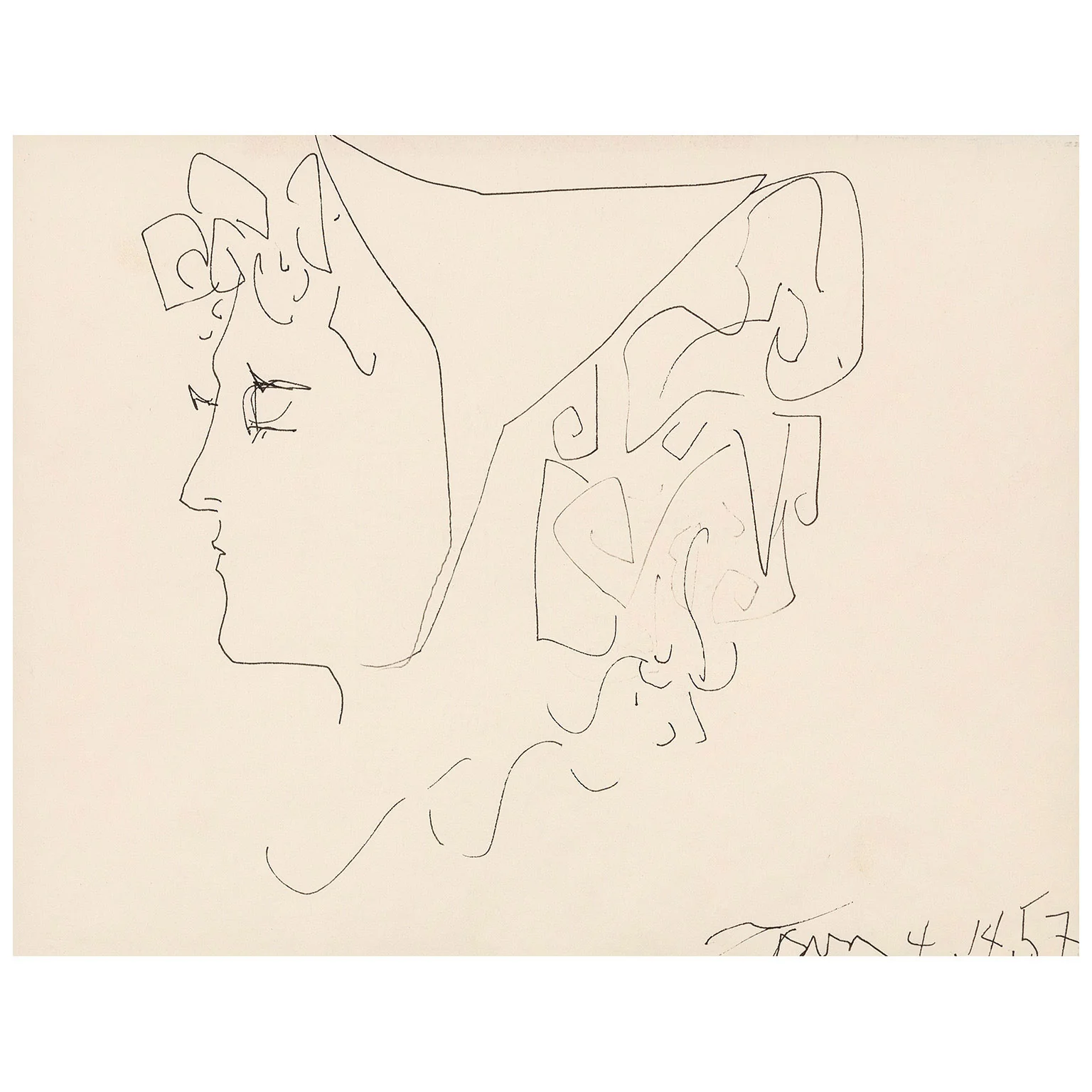 HAROLD TOWN "GIRL ON A SUBWAY" INK DRAWING, 1957 - Image 3