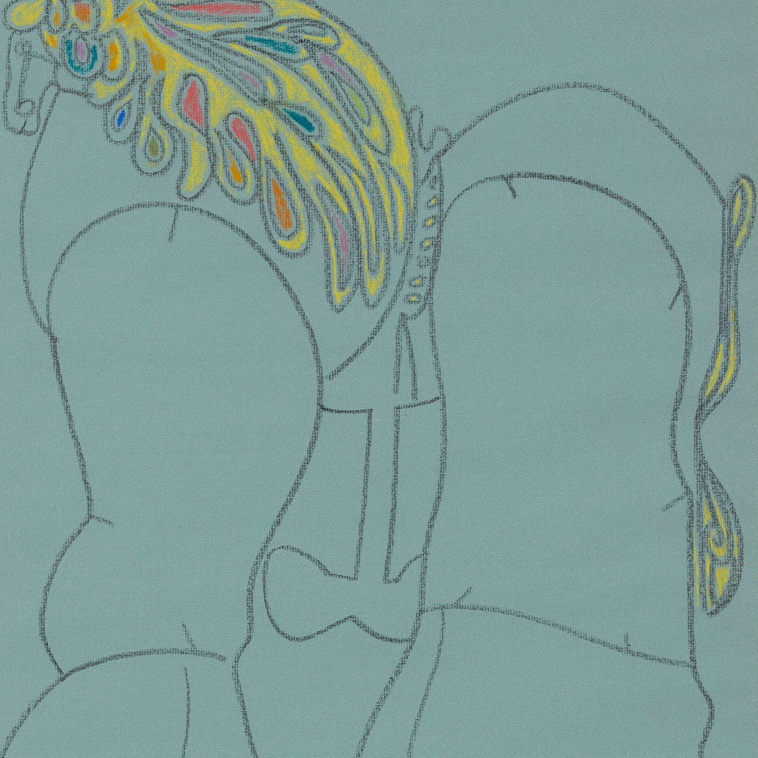 HAROLD TOWN "BLUE TOY HORSE" MIXED MEDIA ON PAPER, 1976 - Image 7