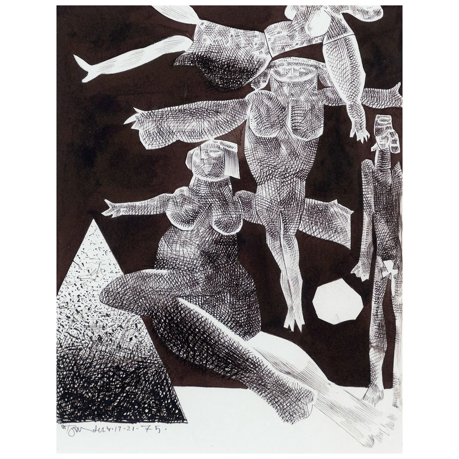 HAROLD TOWN "VALE VARIATIONS #144" INK DRAWING, 1975 - Image 3