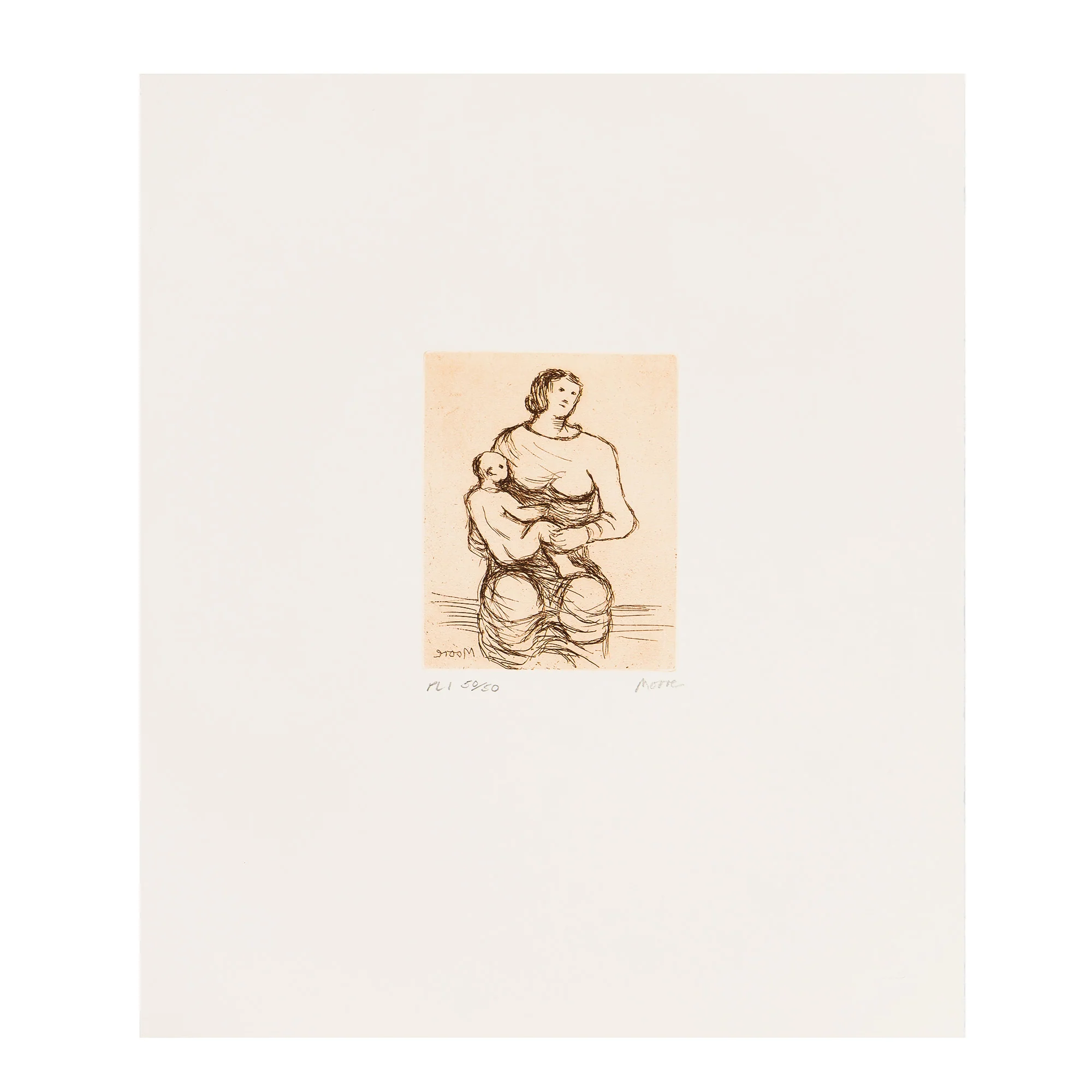 HENRY MOORE "MOTHER AND CHILD - PL 1" ETCHING, 1983 - Image 3