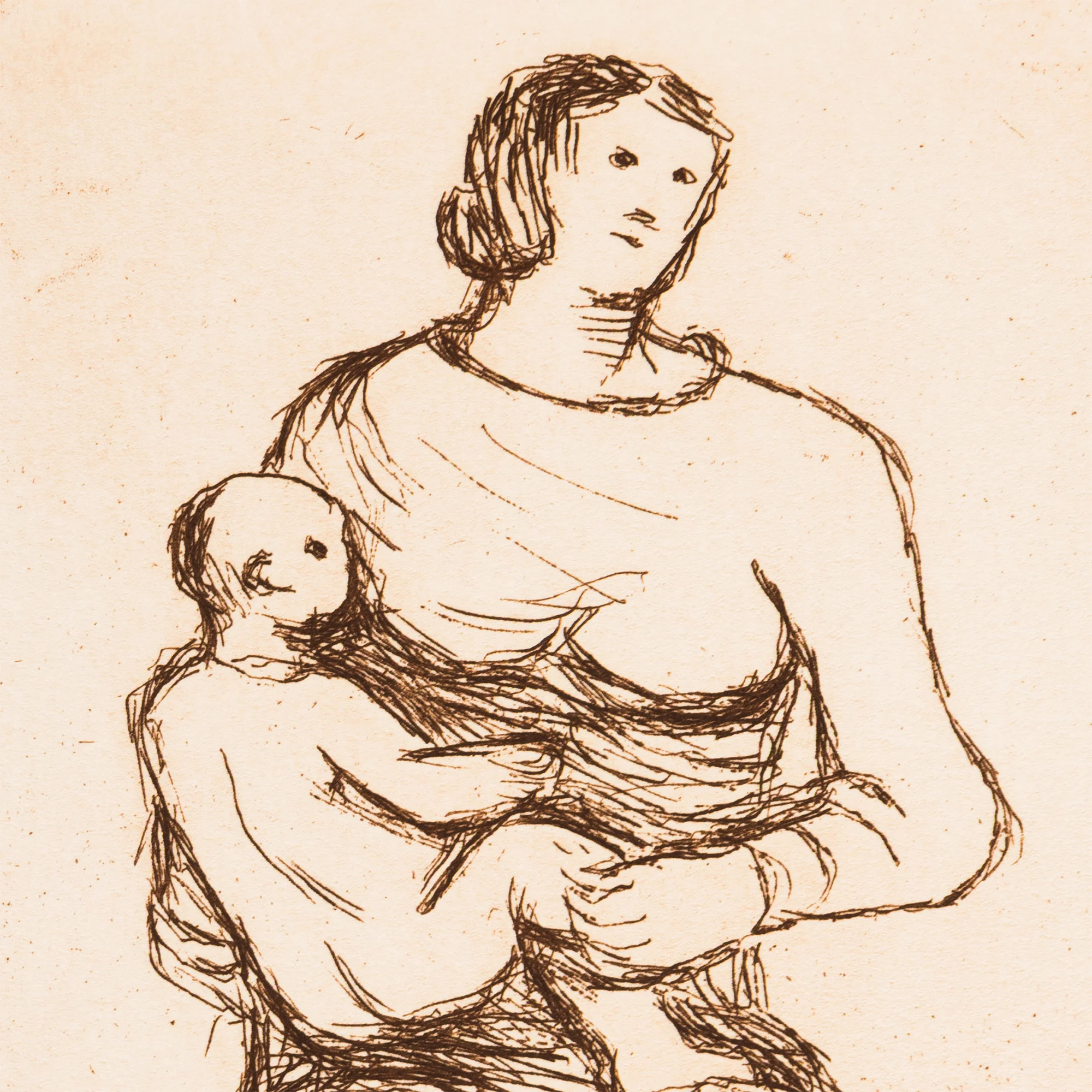 HENRY MOORE "MOTHER AND CHILD - PL 1" ETCHING, 1983 - Image 5