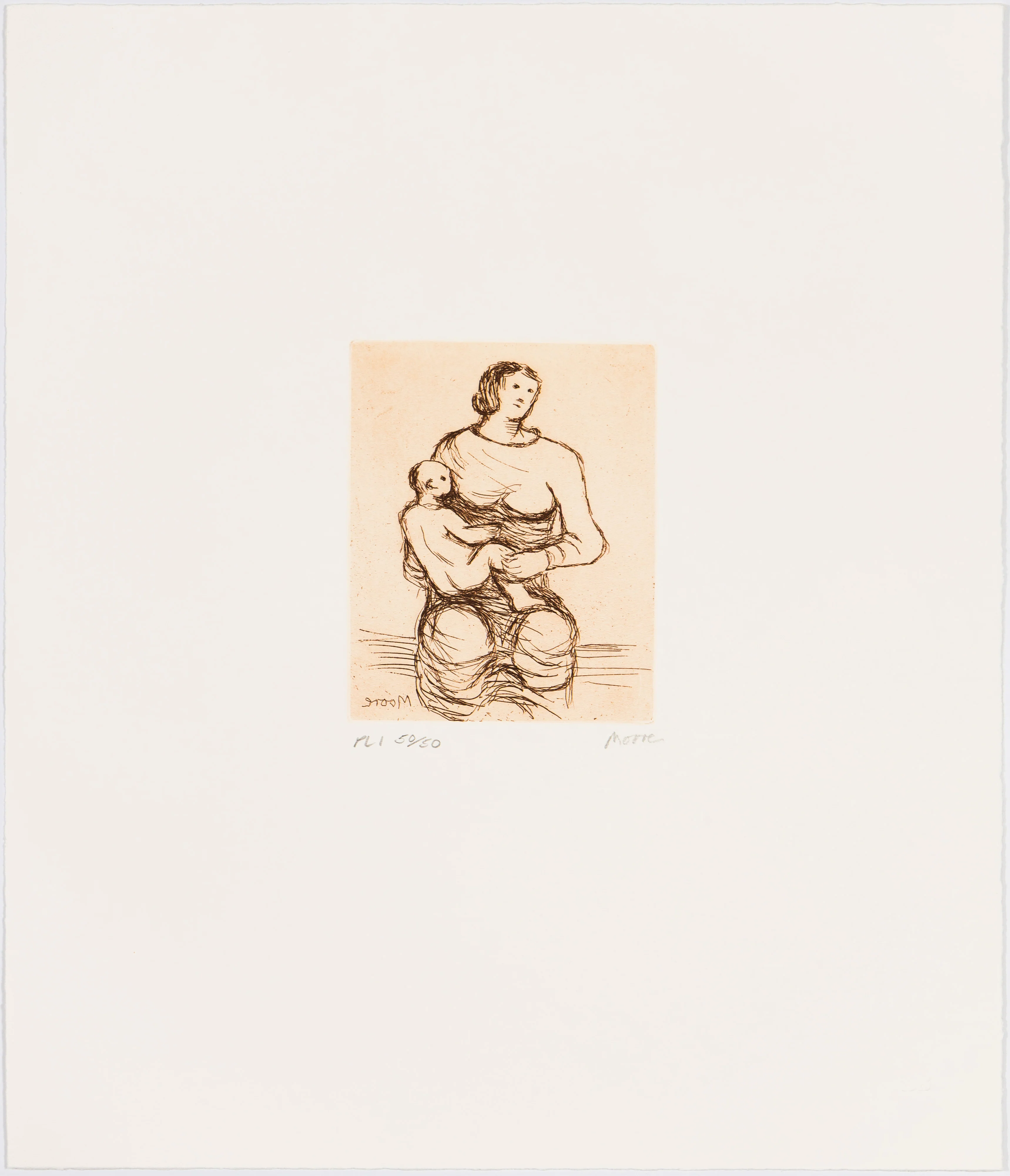 HENRY MOORE "MOTHER AND CHILD - PL 1" ETCHING, 1983 - Image 9