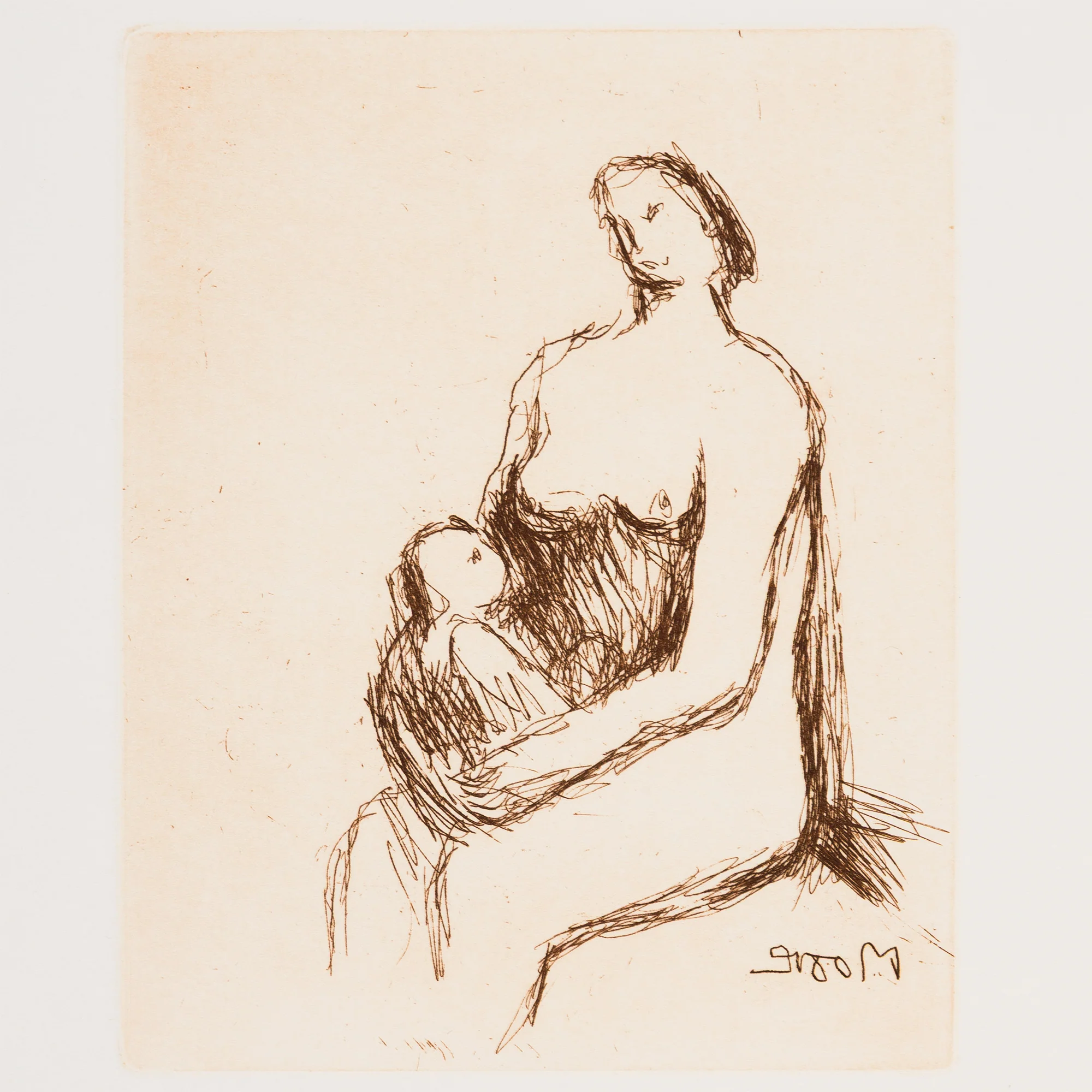 HENRY MOORE "MOTHER AND CHILD - PL 3" ETCHING, 1983 - Image 5