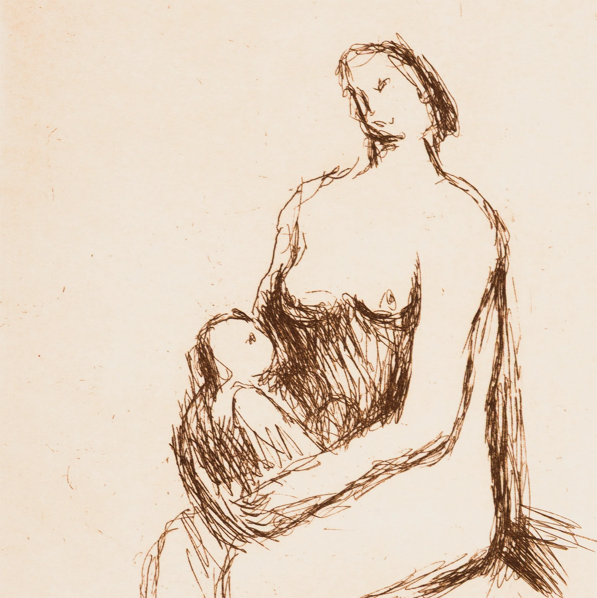 HENRY MOORE "MOTHER AND CHILD - PL 3" ETCHING, 1983 - Image 6