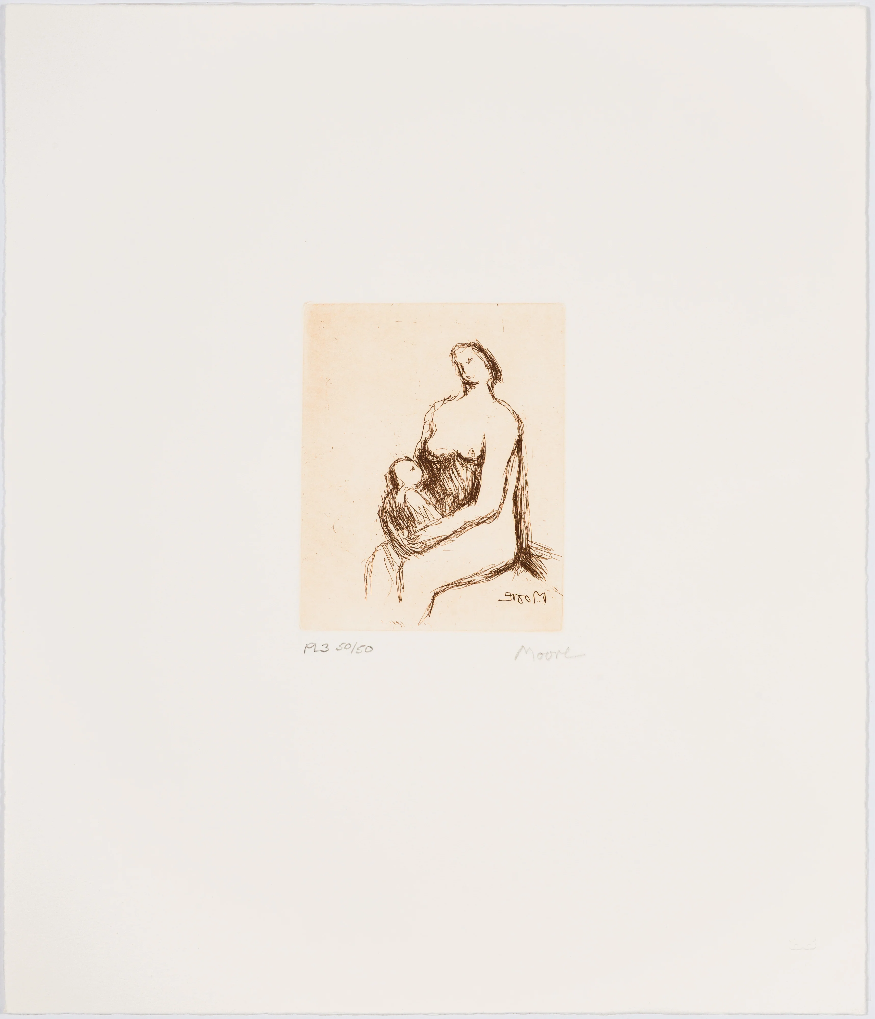 HENRY MOORE "MOTHER AND CHILD - PL 3" ETCHING, 1983 - Image 9