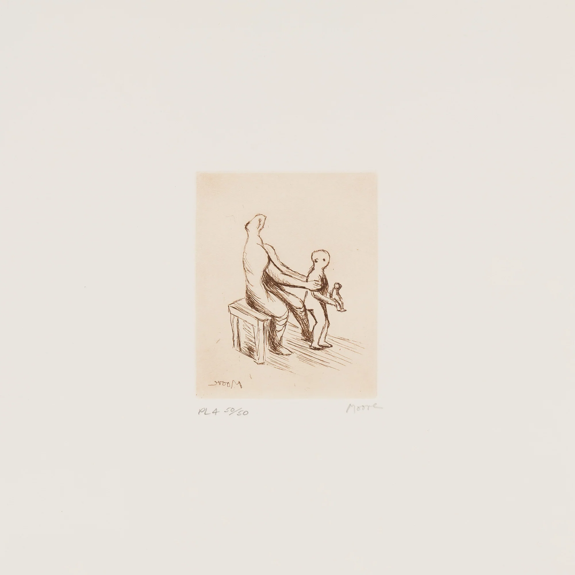 HENRY MOORE "MOTHER AND CHILD - PL 4" ETCHING, 1983 - Image 10