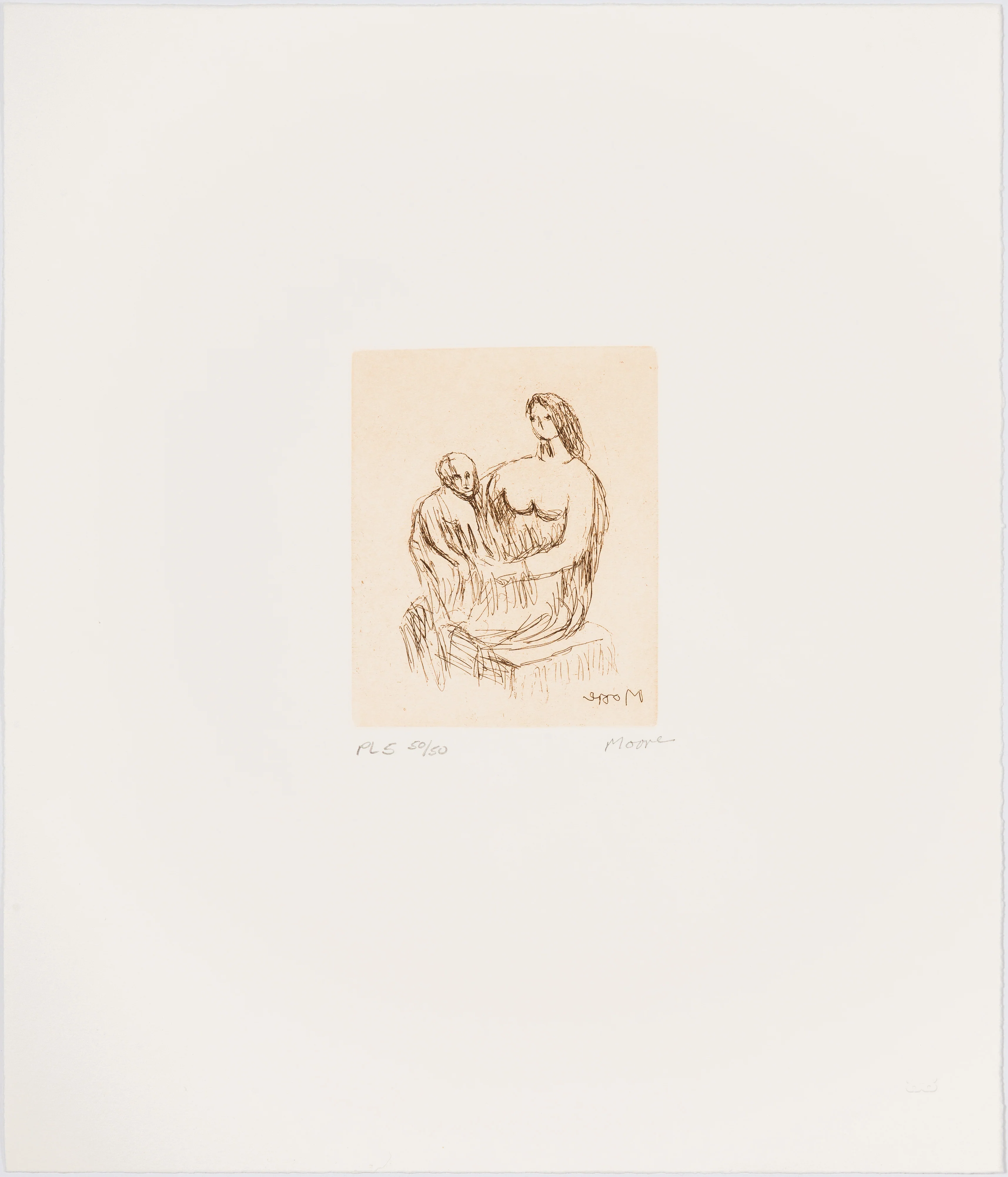 HENRY MOORE "MOTHER AND CHILD - PL 5" ETCHING, 1983 - Image 11