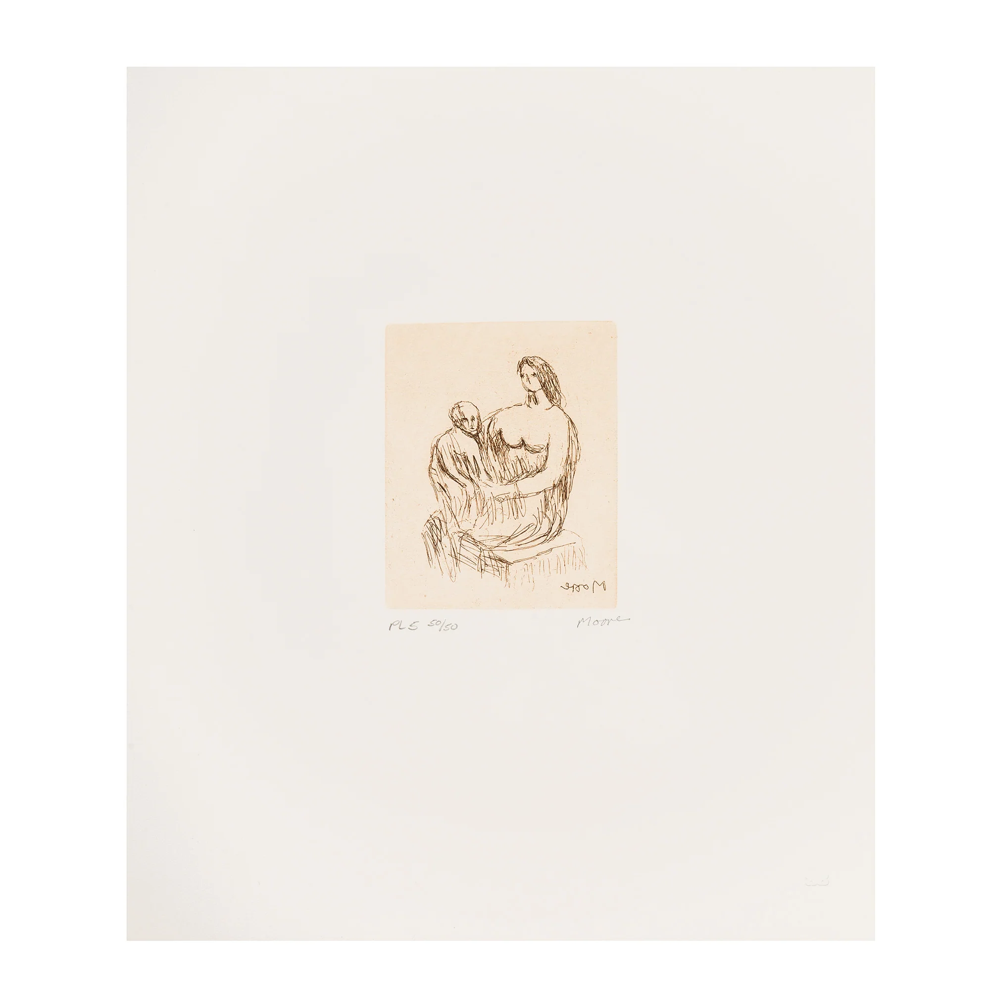 HENRY MOORE "MOTHER AND CHILD - PL 5" ETCHING, 1983 - Image 3