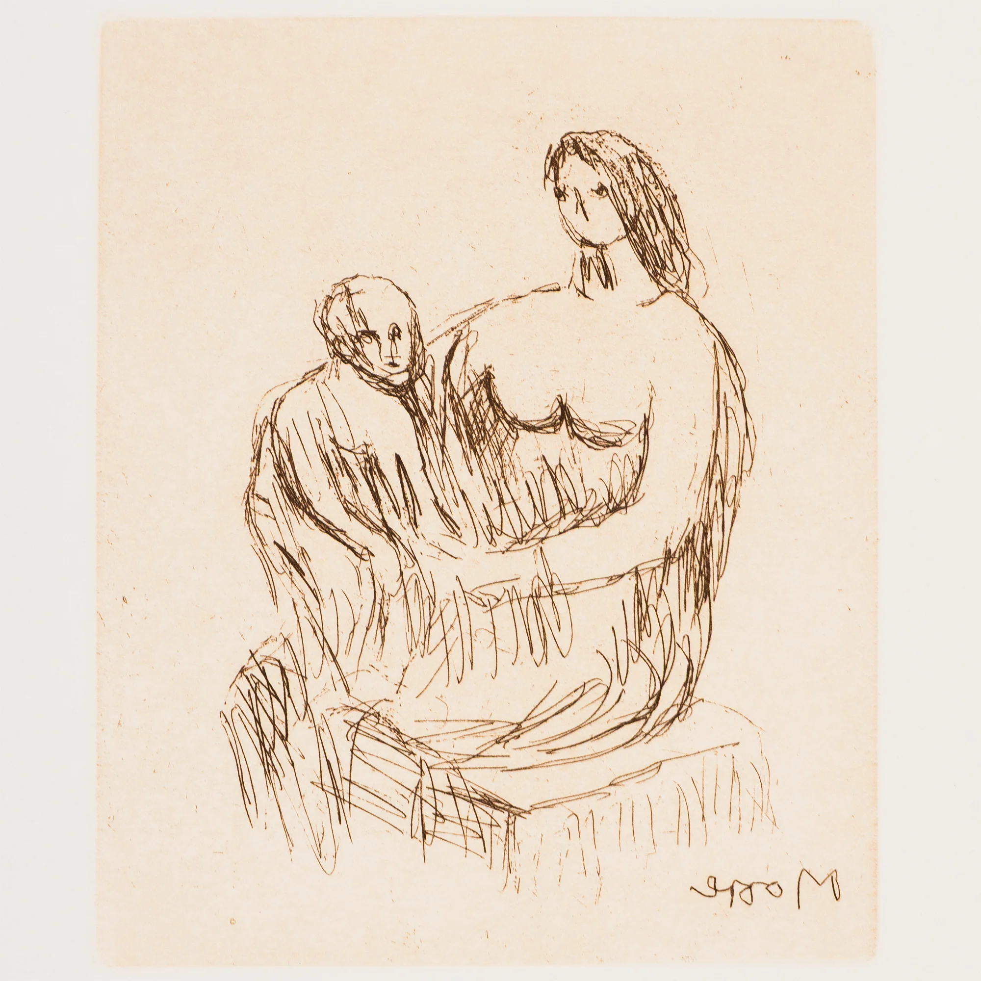 HENRY MOORE "MOTHER AND CHILD - PL 5" ETCHING, 1983 - Image 5