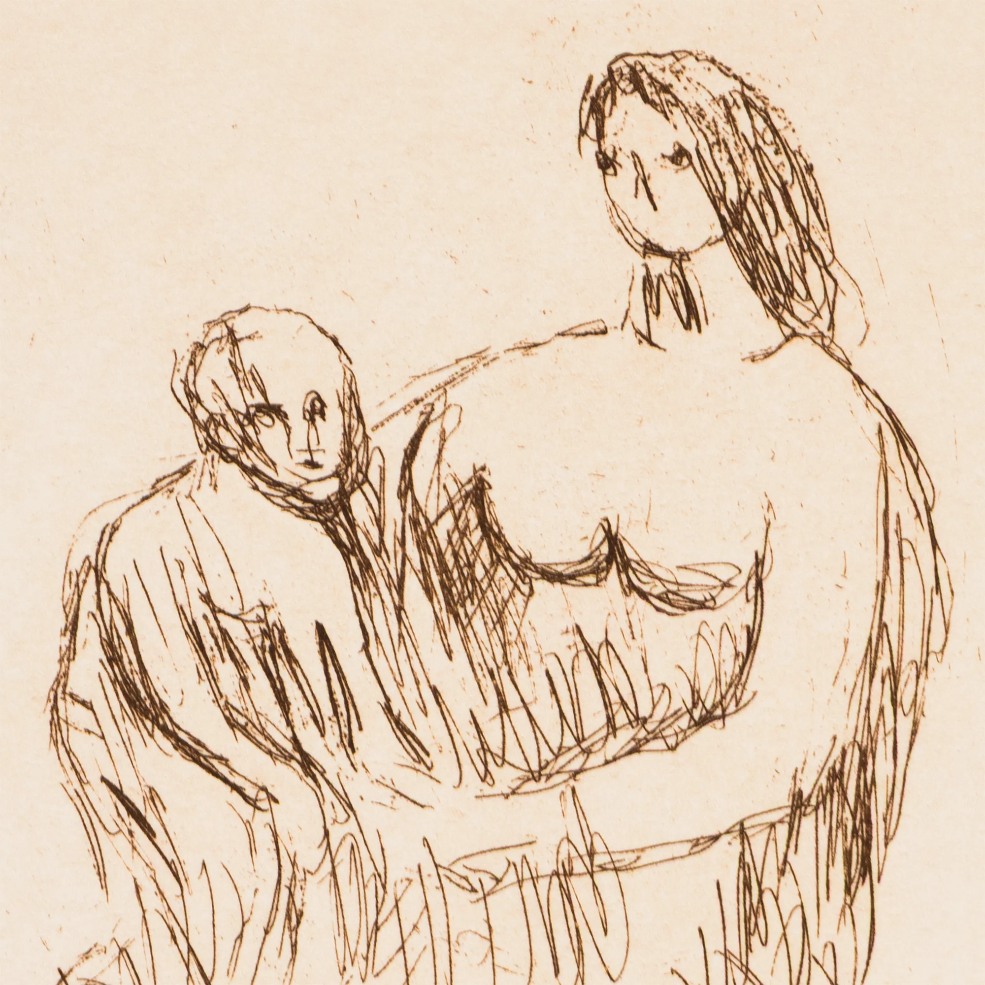 HENRY MOORE "MOTHER AND CHILD - PL 5" ETCHING, 1983 - Image 6