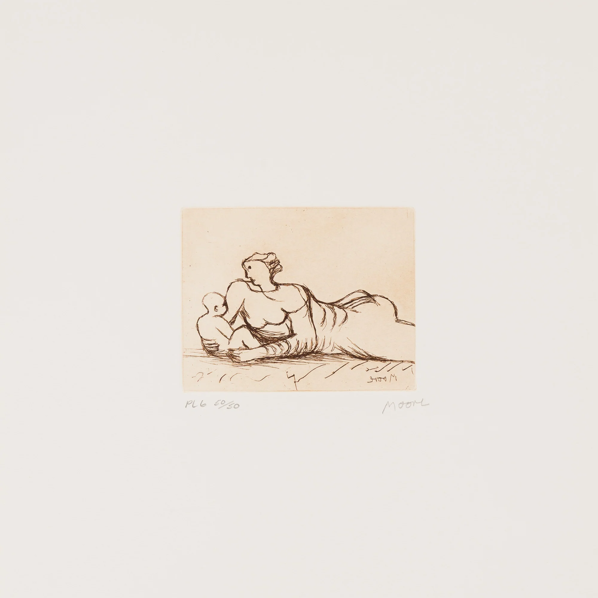 HENRY MOORE "MOTHER AND CHILD - PL 6" ETCHING, 1983 - Image 10