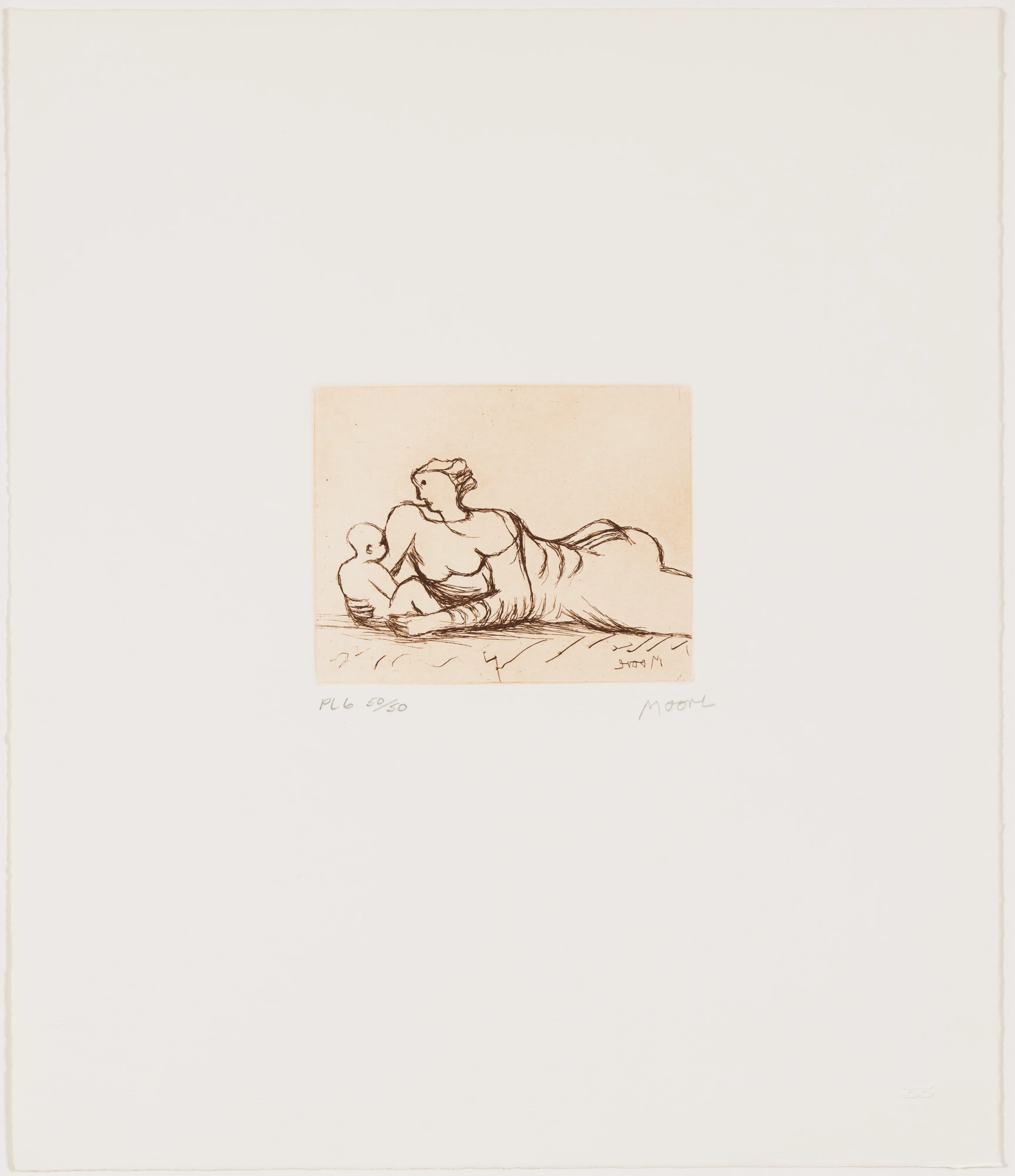 HENRY MOORE "MOTHER AND CHILD - PL 6" ETCHING, 1983 - Image 14