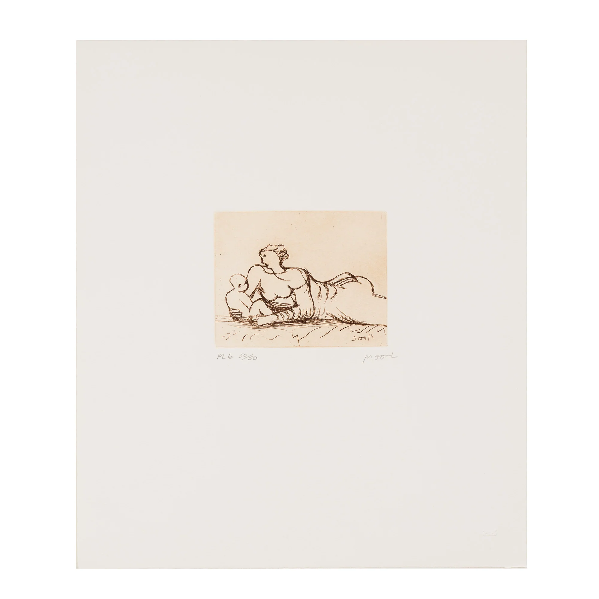 HENRY MOORE "MOTHER AND CHILD - PL 6" ETCHING, 1983 - Image 3
