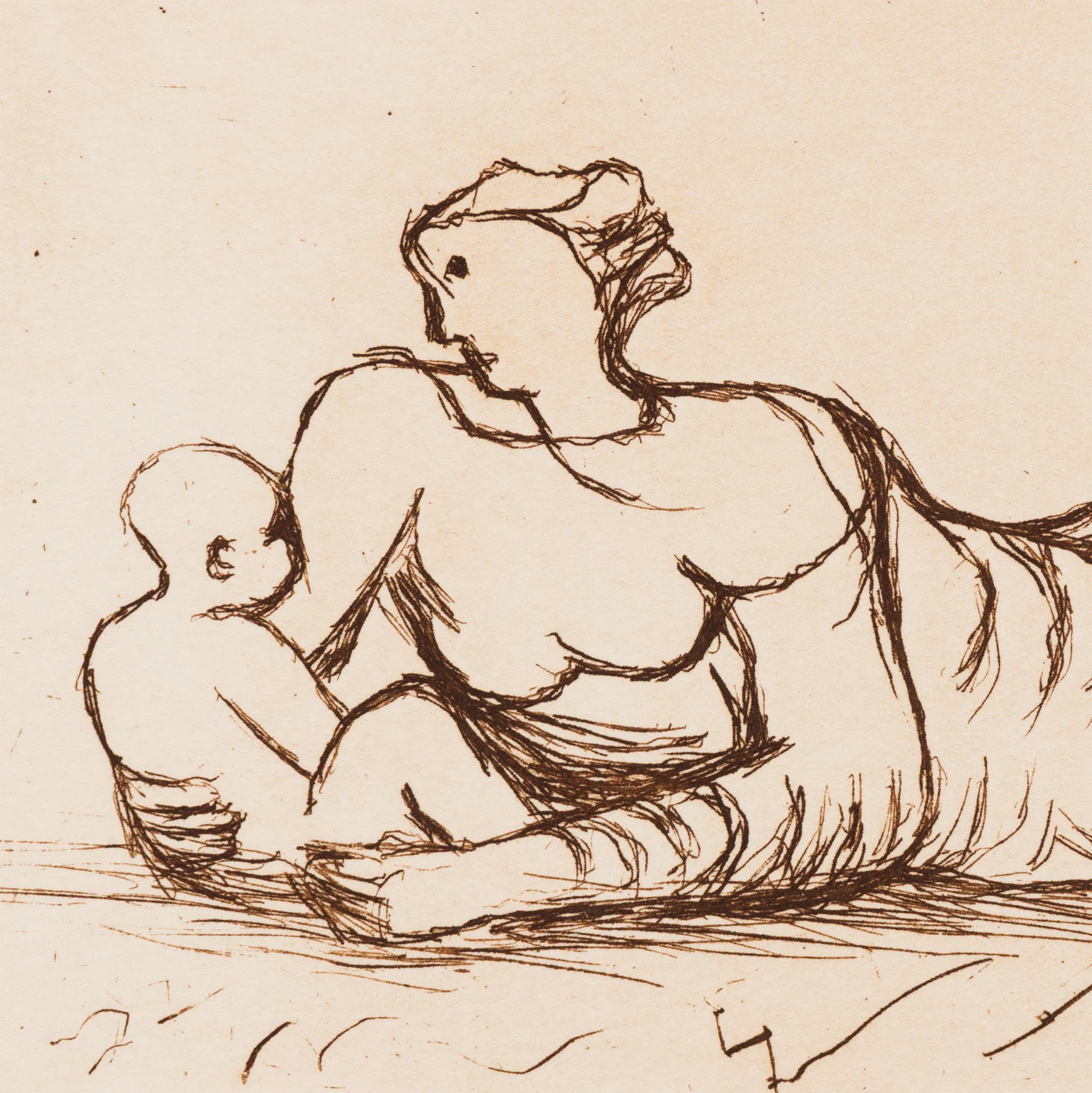 HENRY MOORE "MOTHER AND CHILD - PL 6" ETCHING, 1983 - Image 9