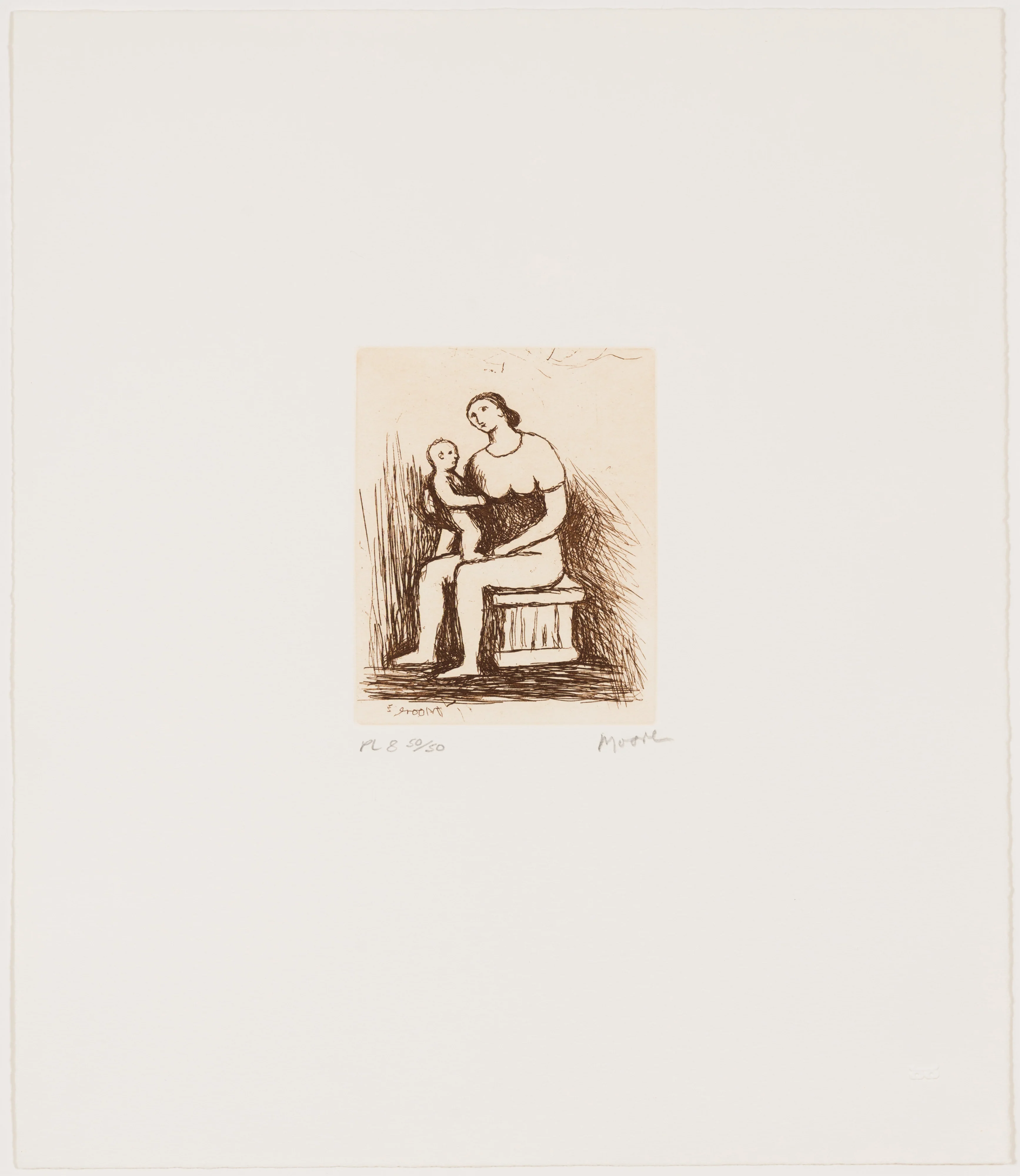 HENRY MOORE "MOTHER AND CHILD - PL 8" ETCHING, 1983 - Image 14