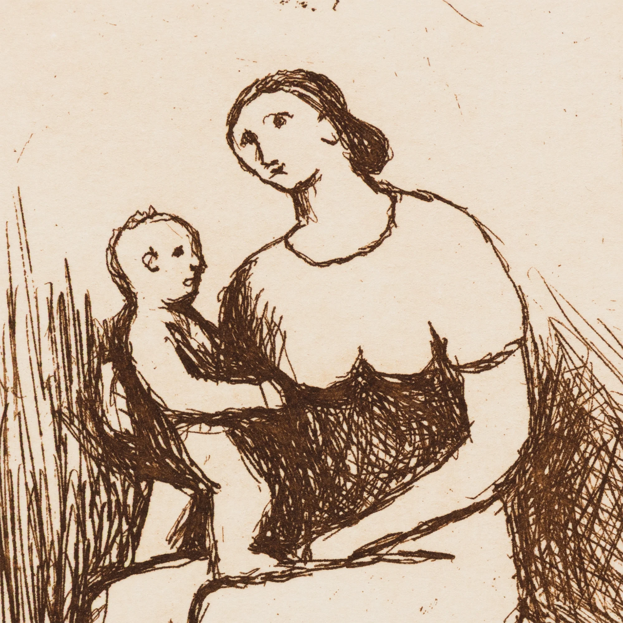 HENRY MOORE "MOTHER AND CHILD - PL 8" ETCHING, 1983 - Image 5