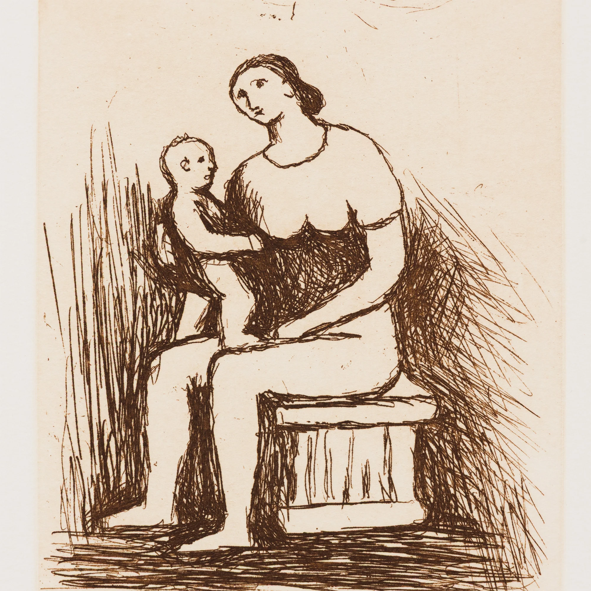 HENRY MOORE "MOTHER AND CHILD - PL 8" ETCHING, 1983 - Image 9
