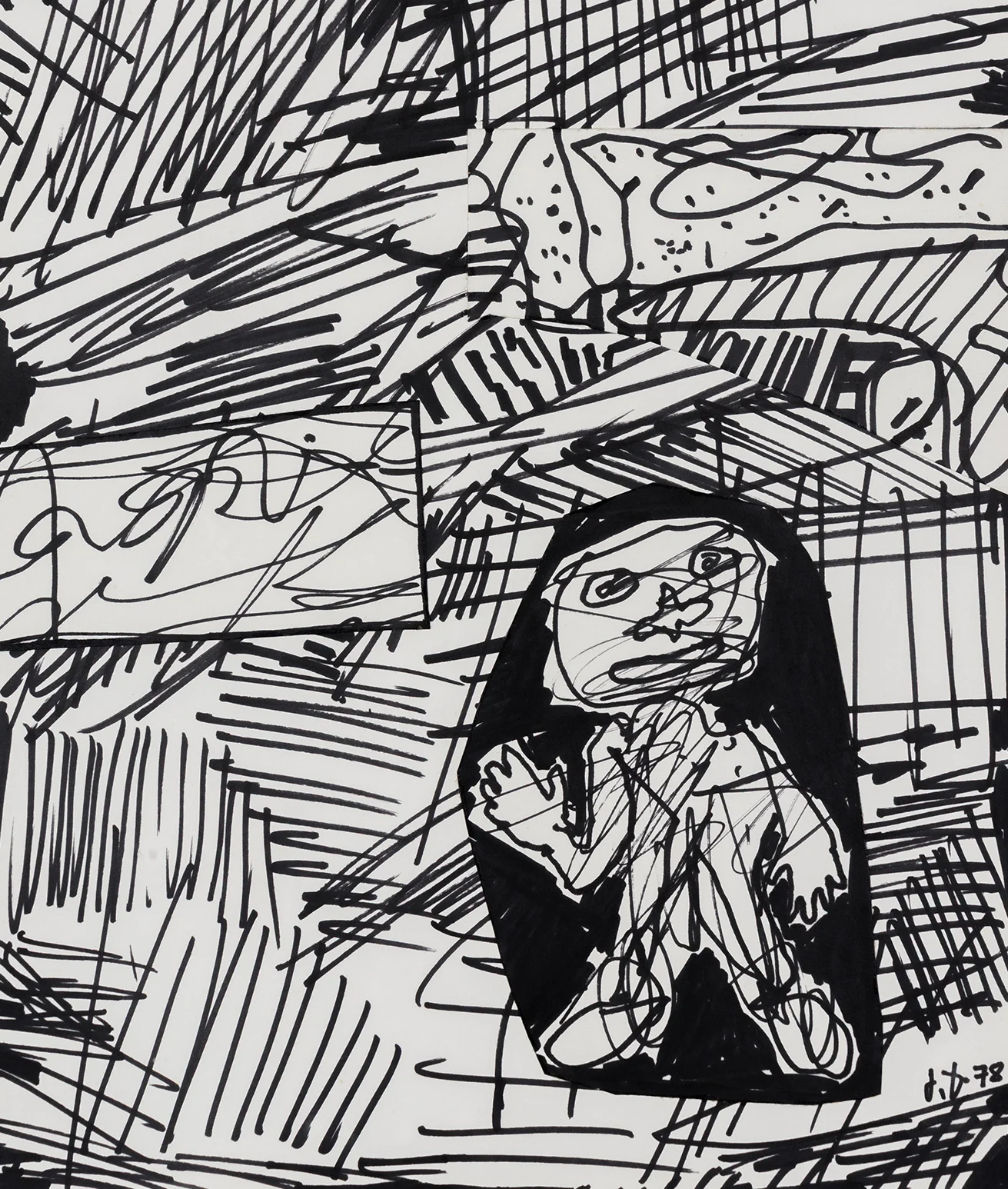 JEAN DUBUFFET "SITUATION XXVIII" COLLAGE, 1978