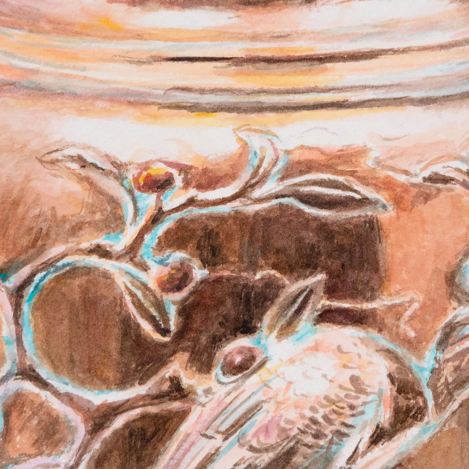 JOANNE TOD "COPPER BIRDS" WATERCOLOR, 2021 - Image 4