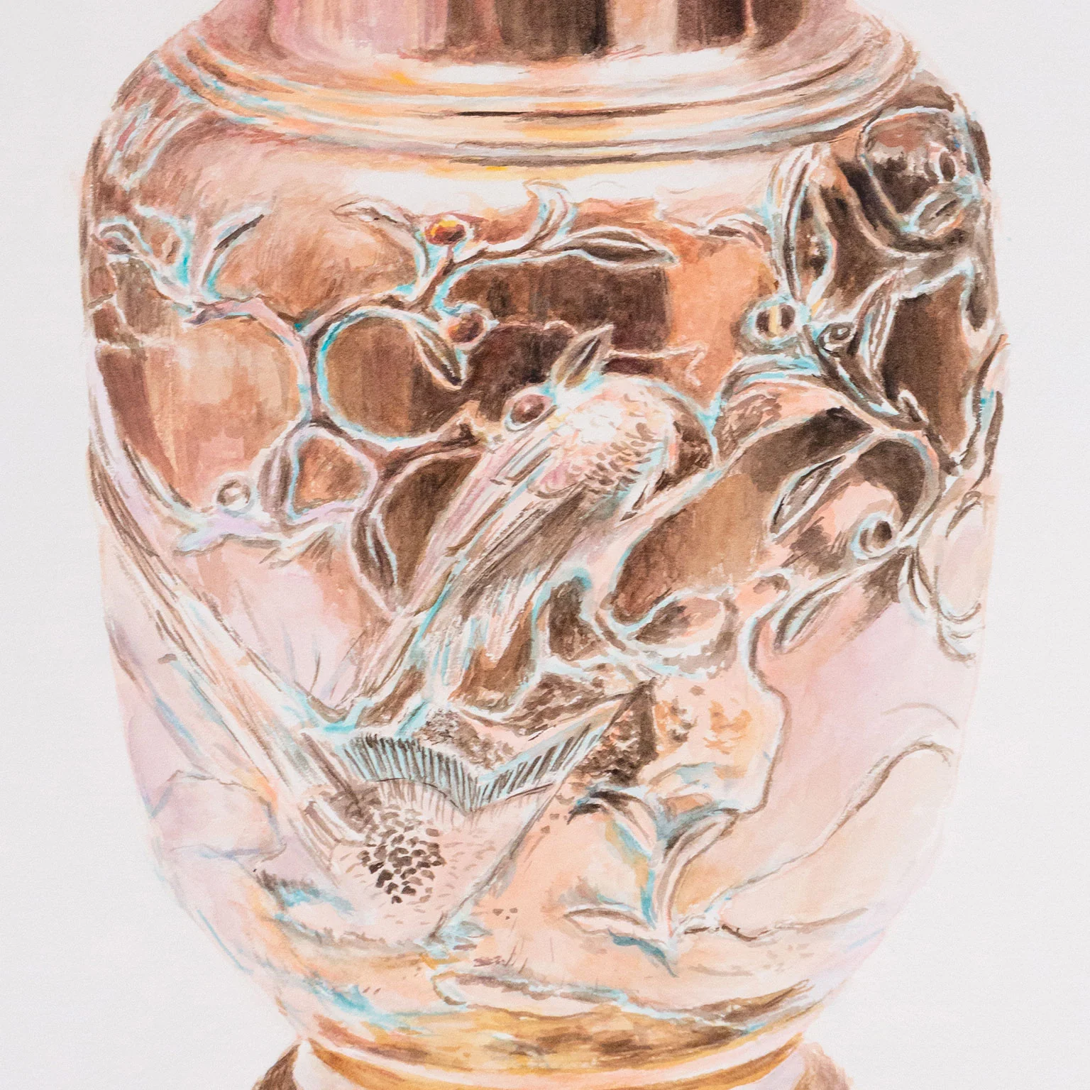 JOANNE TOD "COPPER BIRDS" WATERCOLOR, 2021 - Image 8