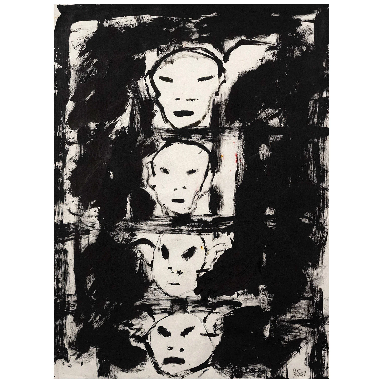 JOHN SCOTT "UNTITLED" ACRYLIC ON PAPER, 2003 - Image 3