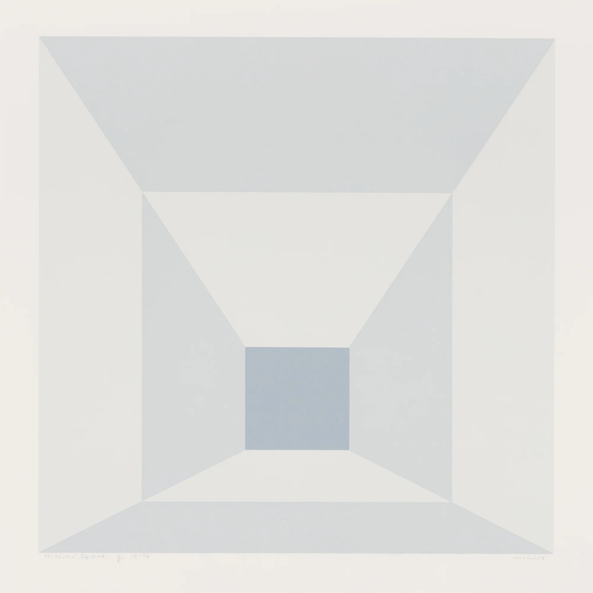 JOSEF ALBERS "MITERED SQUARES - FOG" SCREENPRINT, 1976 - Image 3