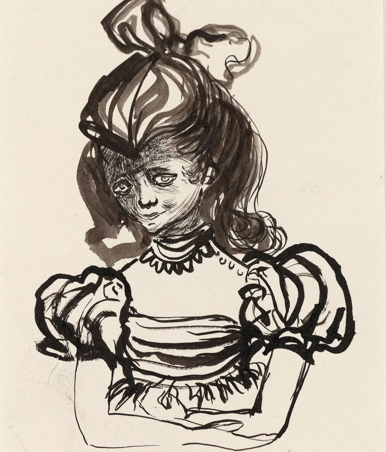 JOYCE WIELAND "VICTORIAN GIRL" DRAWING, 1980