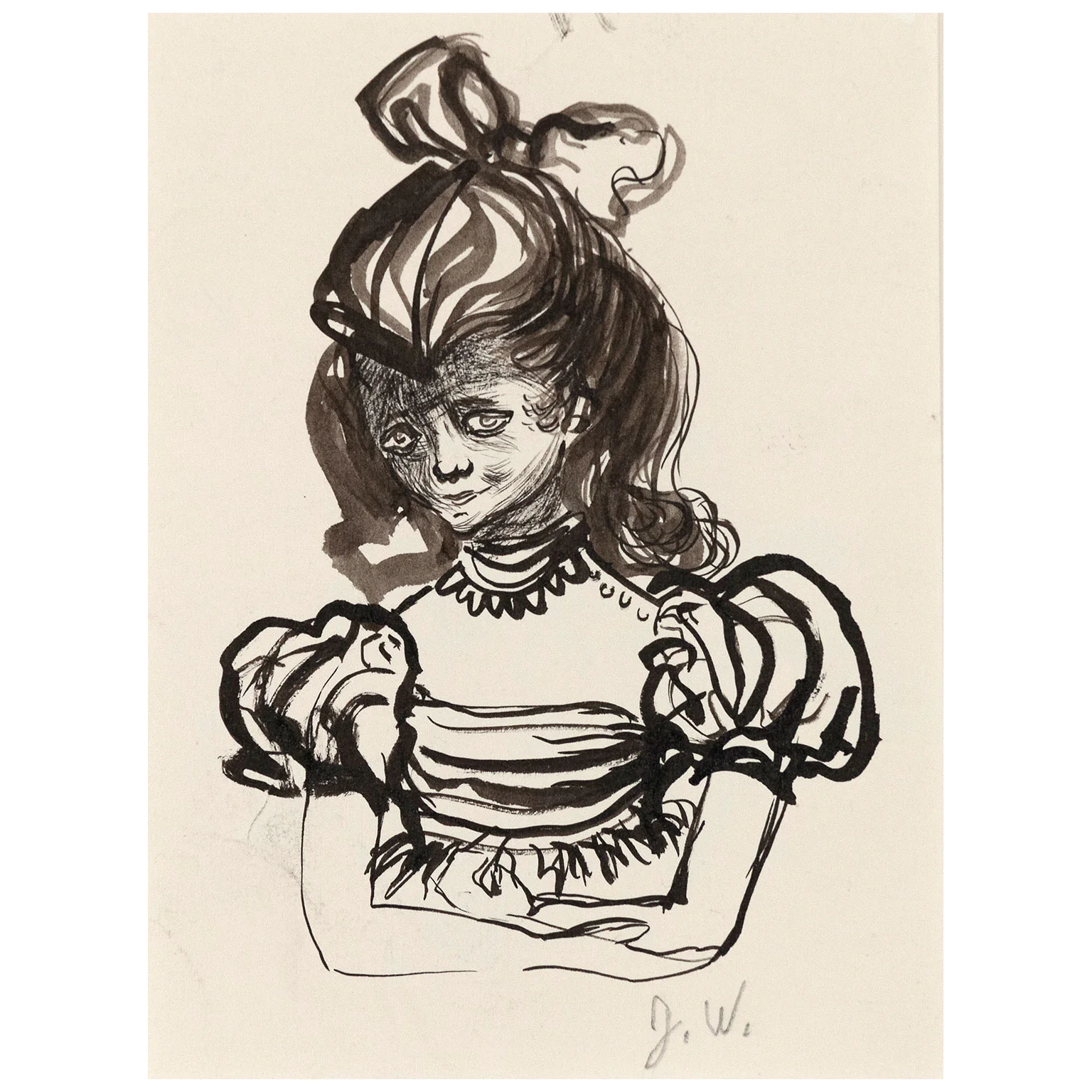 JOYCE WIELAND "VICTORIAN GIRL" DRAWING, 1980 - Image 3
