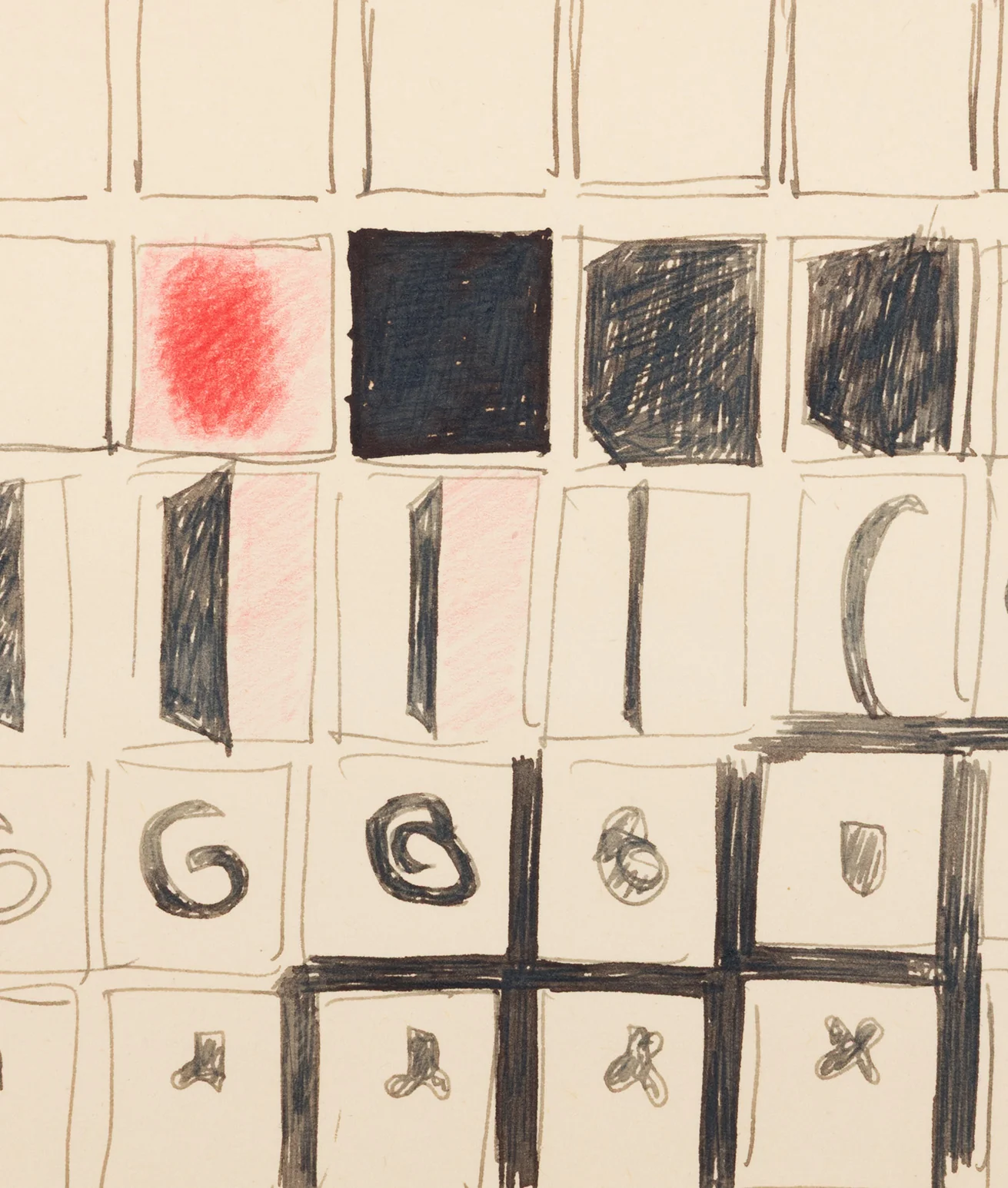 JOYCE WIELAND "SCENE-BLOCKING" DRAWING