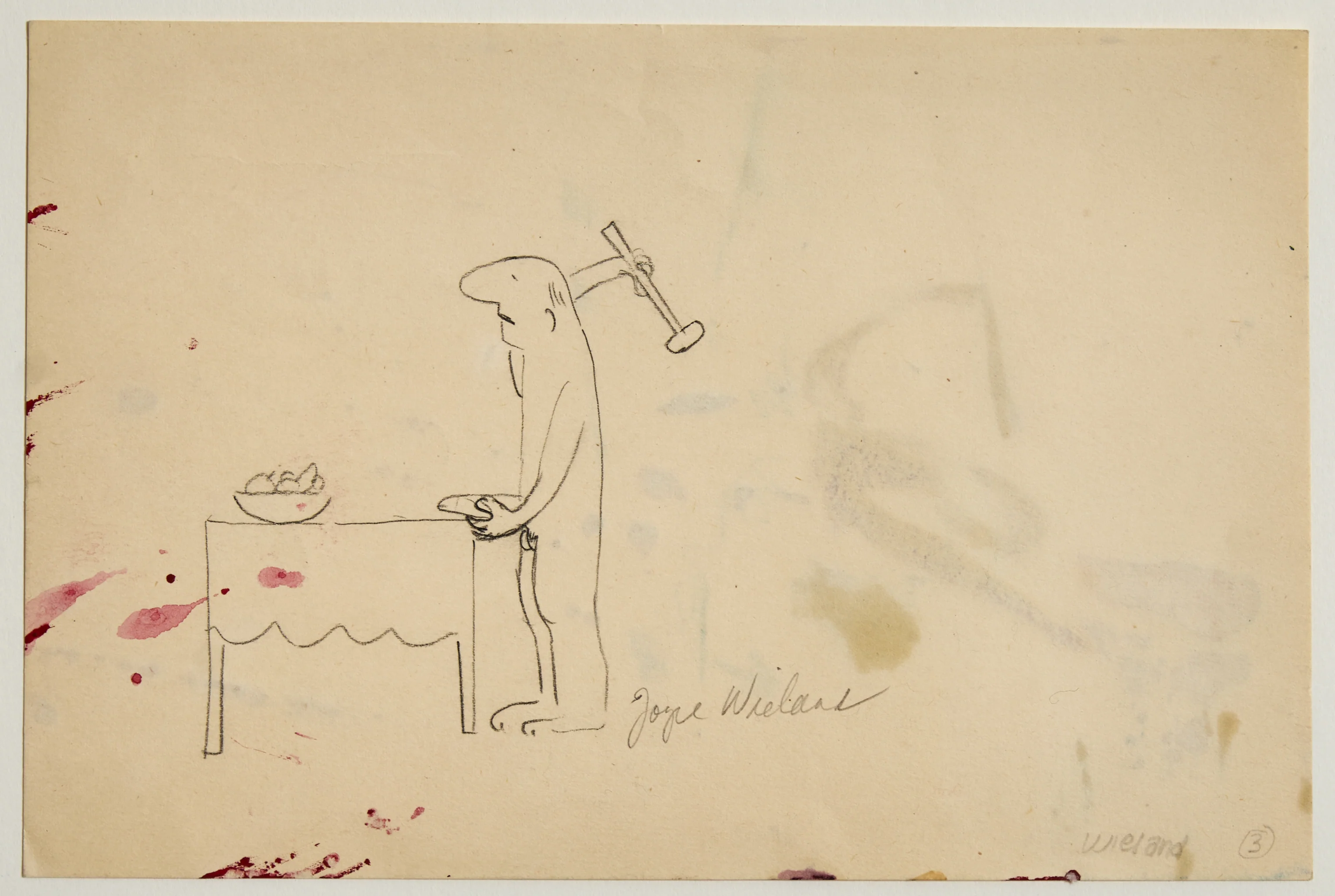 JOYCE WIELAND "SELF FLAGELLATION" PENCIL ON PAPER, c. 1985 - Image 11