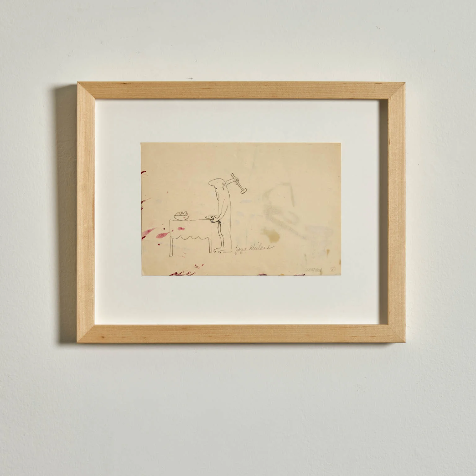 JOYCE WIELAND "SELF FLAGELLATION" PENCIL ON PAPER, c. 1985 - Image 2