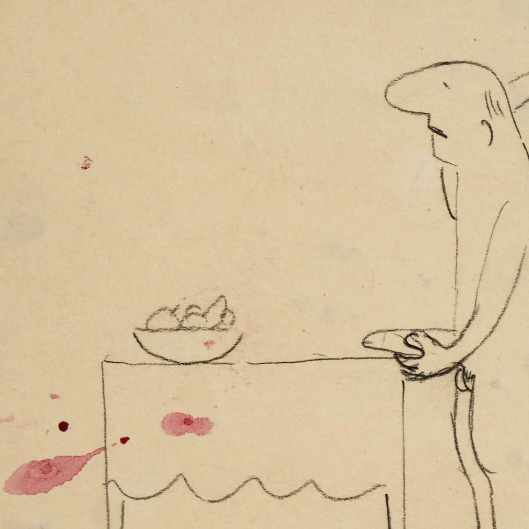 JOYCE WIELAND "SELF FLAGELLATION" PENCIL ON PAPER, c. 1985 - Image 5