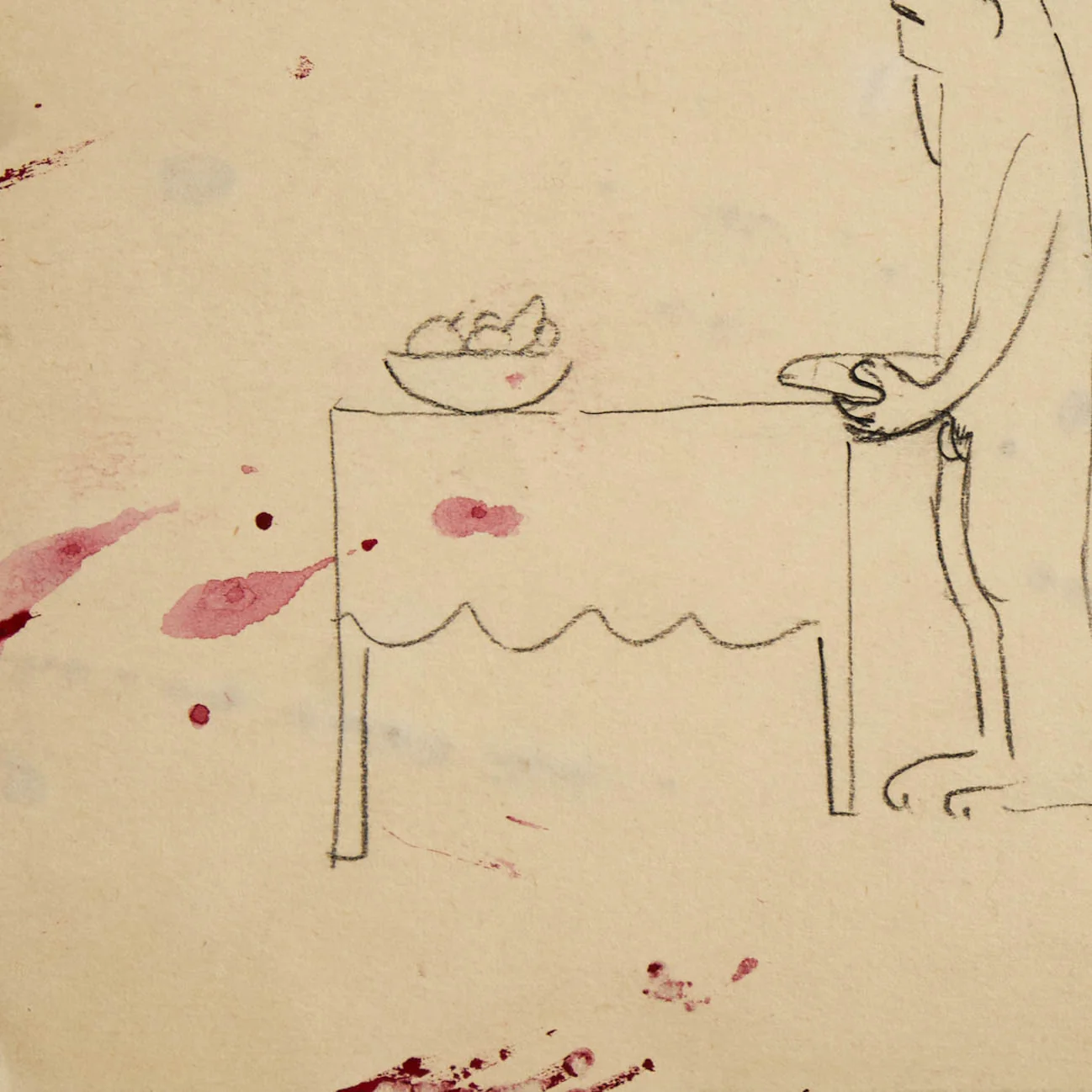 JOYCE WIELAND "SELF FLAGELLATION" PENCIL ON PAPER, c. 1985 - Image 6