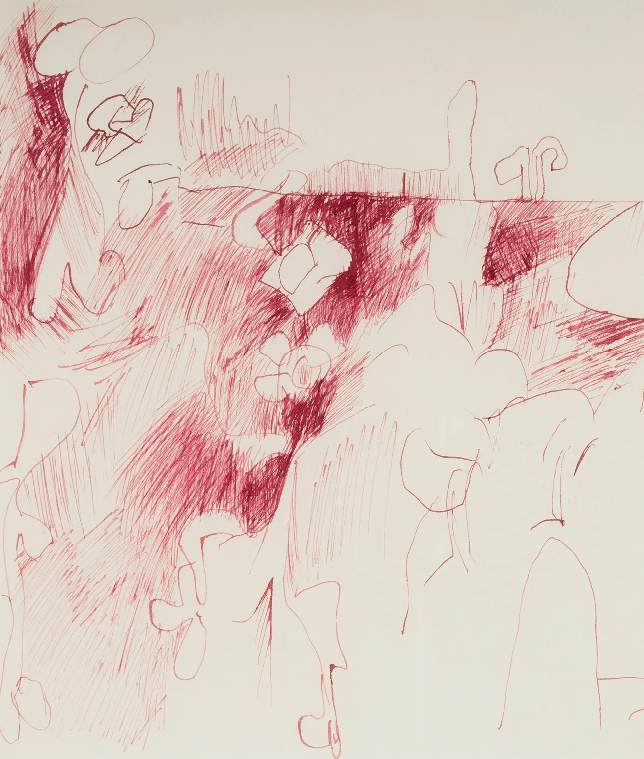 JOYCE WIELAND "UNTITLED (RED BULGE)" DRAWING, 1961