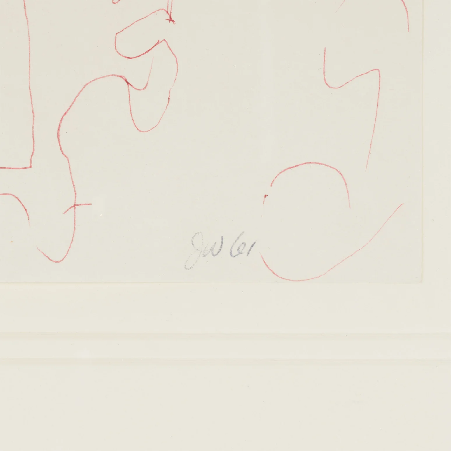 JOYCE WIELAND "UNTITLED (RED BULGE)" DRAWING, 1961 - Image 3