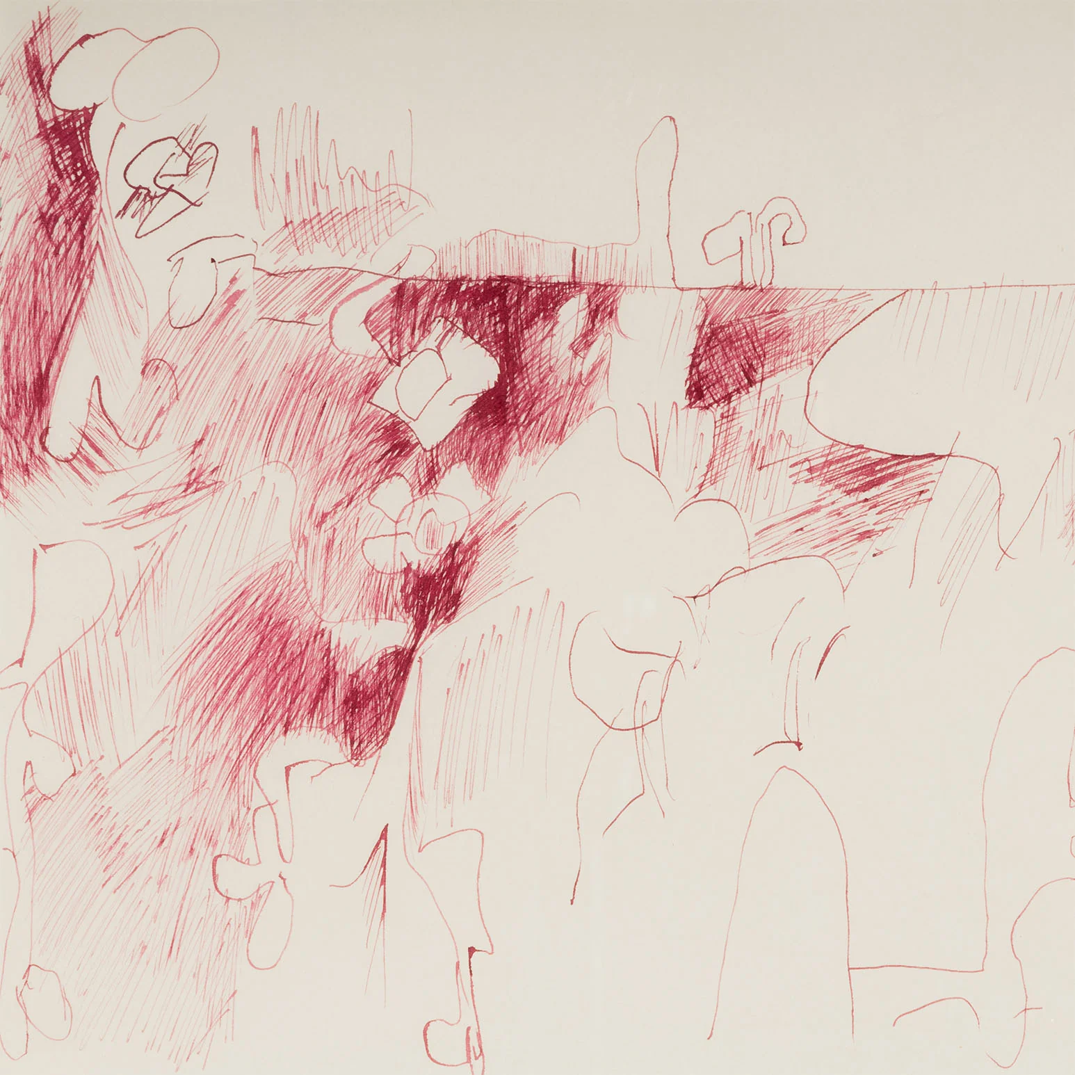 JOYCE WIELAND "UNTITLED (RED BULGE)" DRAWING, 1961 - Image 5