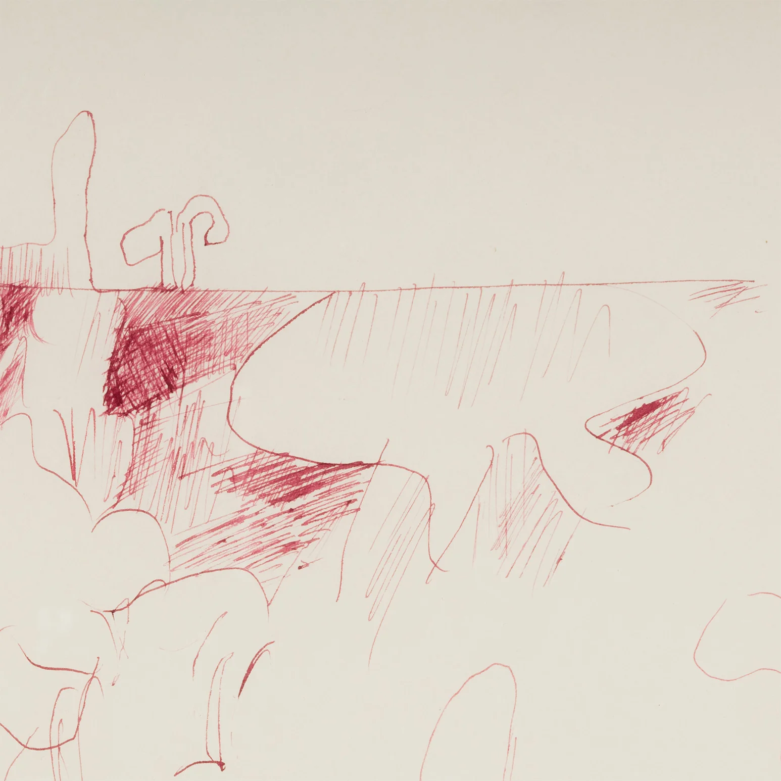 JOYCE WIELAND "UNTITLED (RED BULGE)" DRAWING, 1961 - Image 7