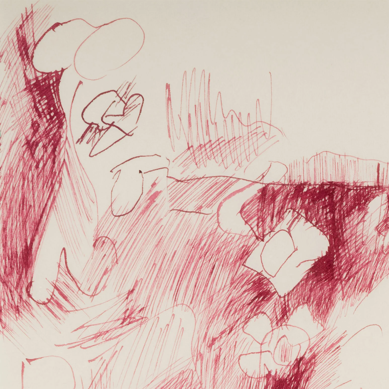 JOYCE WIELAND "UNTITLED (RED BULGE)" DRAWING, 1961 - Image 8