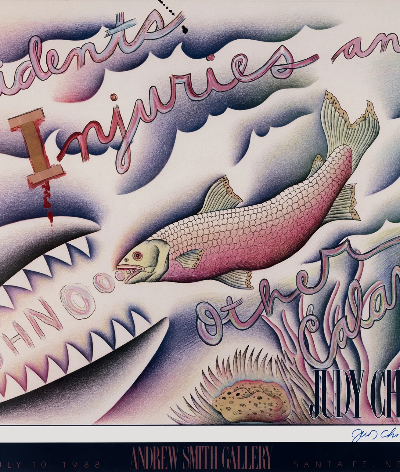 JUDY CHICAGO "ACCIDENTS, INQUIRIES" LITHO, 1988