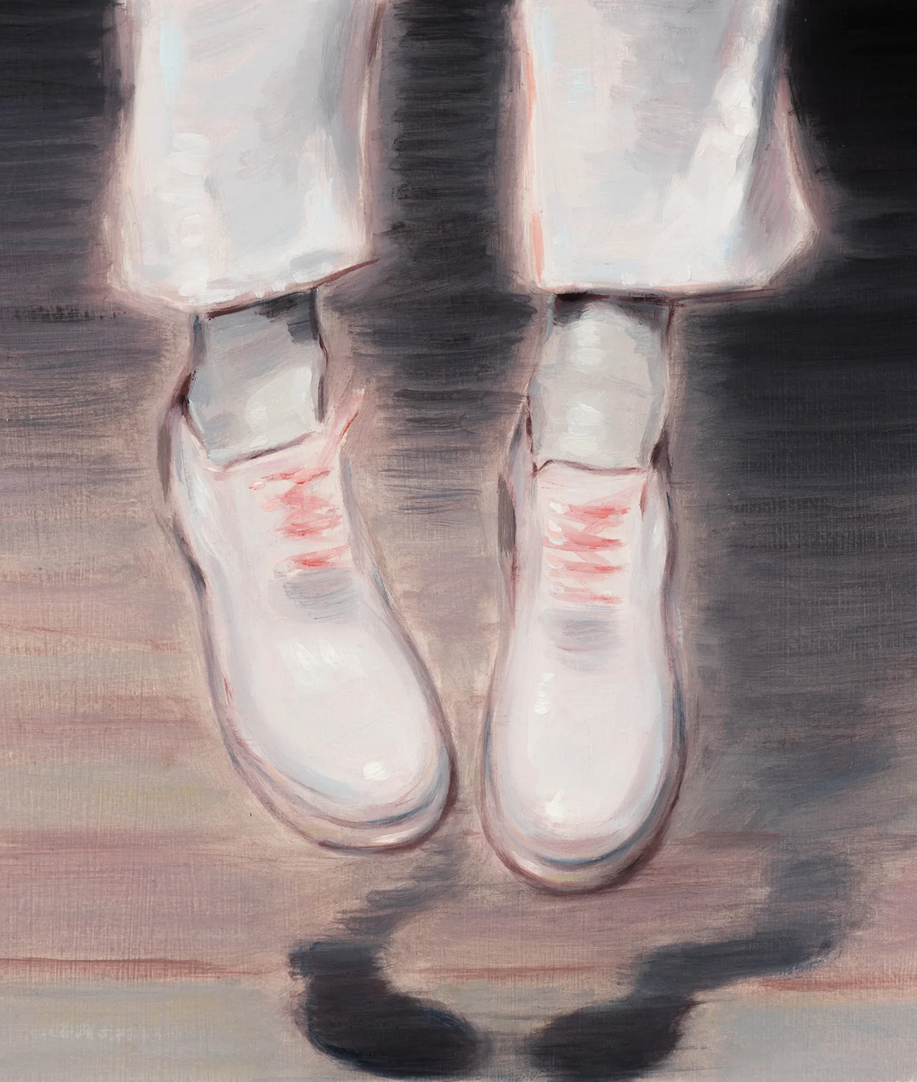 KRIS KNIGHT "RED LACES" OIL ON PAPER, 2016