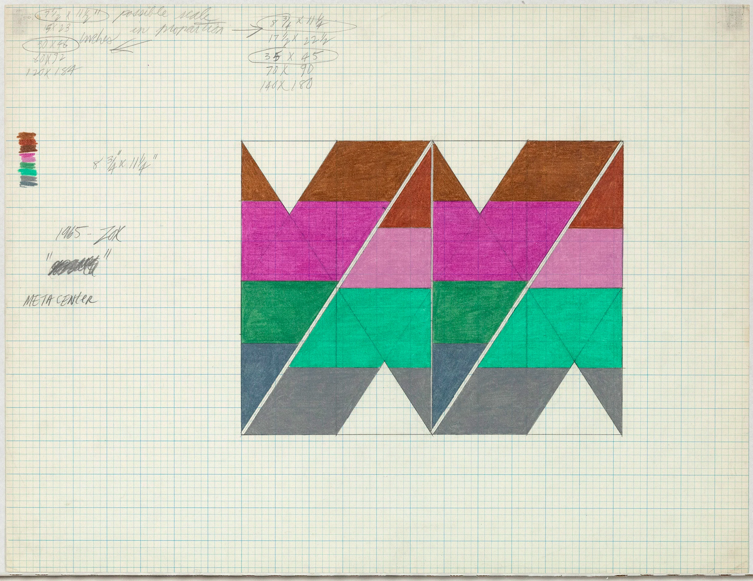 LARRY ZOX "META CENTER" DRAWING, 1965 - Image 3
