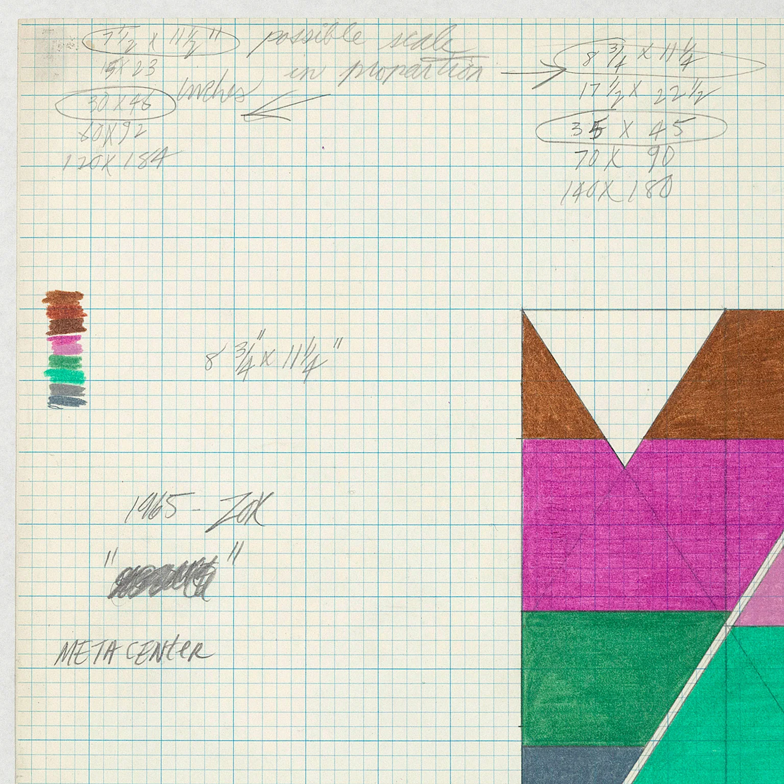 LARRY ZOX "META CENTER" DRAWING, 1965 - Image 6