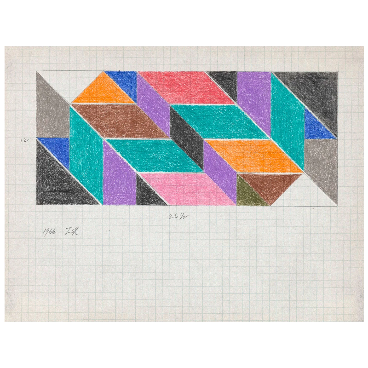 LARRY ZOX "MOSAIC" DRAWING, 1966 - Image 3