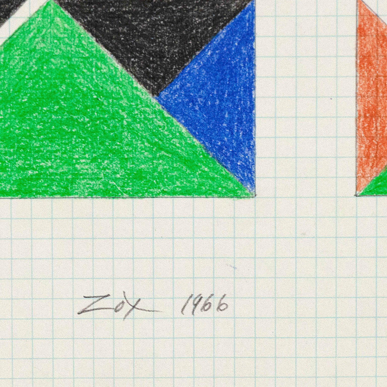LARRY ZOX "TEAL TOP" DRAWING, 1966 - Image 3