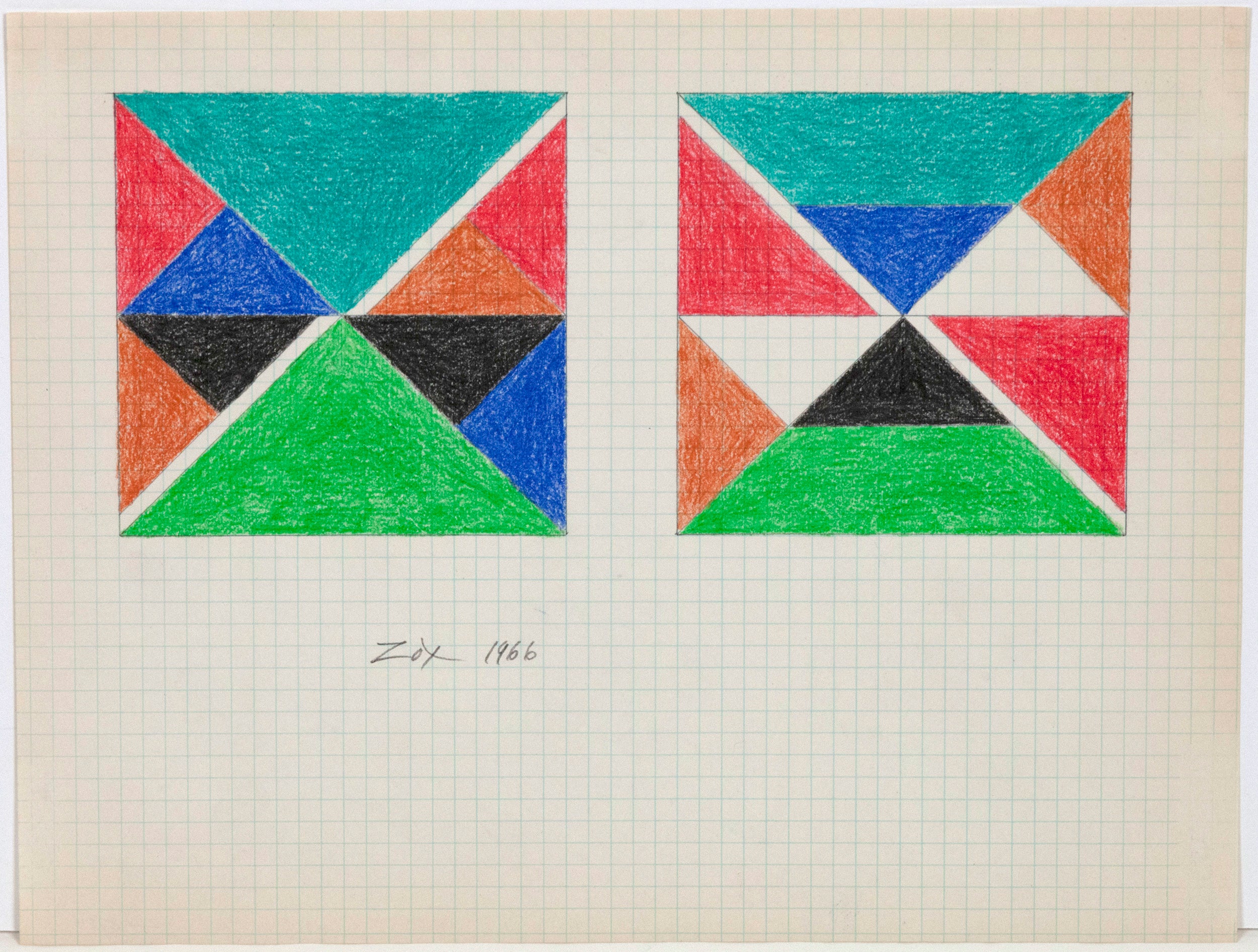 LARRY ZOX "TEAL TOP" DRAWING, 1966 - Image 8
